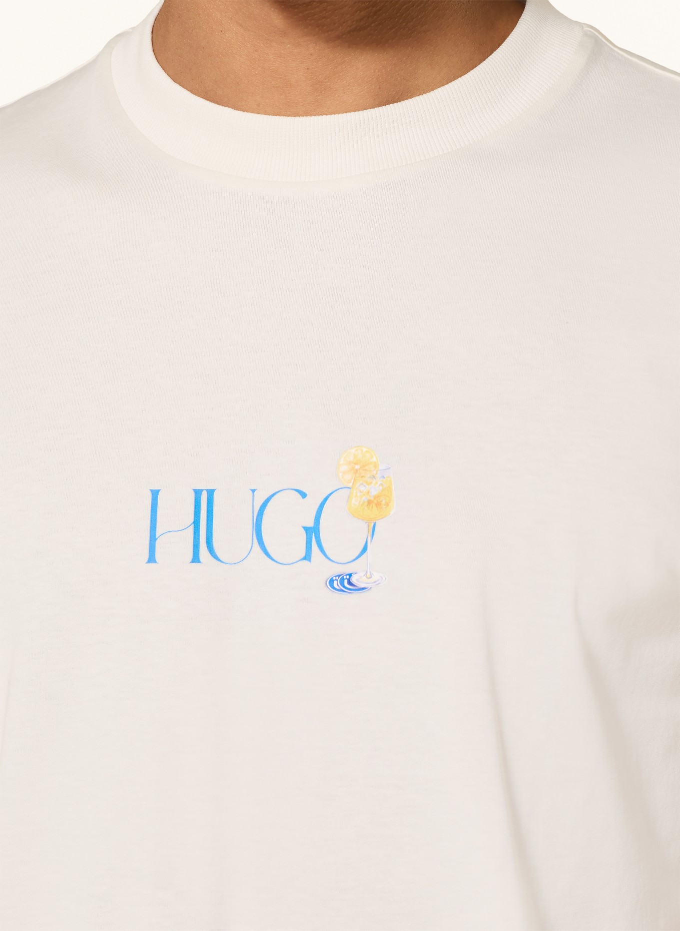 HUGO T-shirt NULAXO: ÉCRU / JAUNE / BLEU