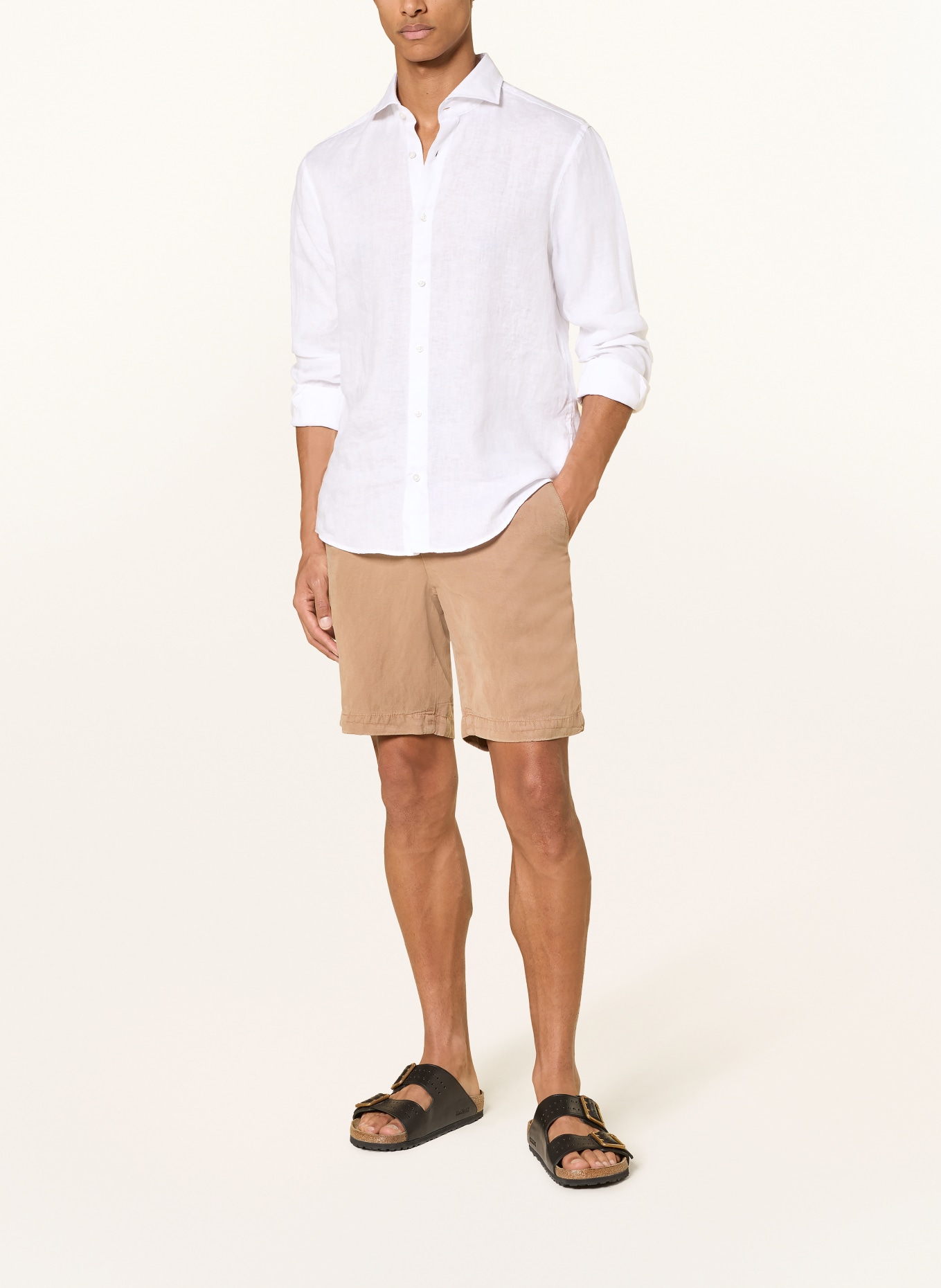STRELLSON CEASAR Slim Fit Linen Shirt: WHITE