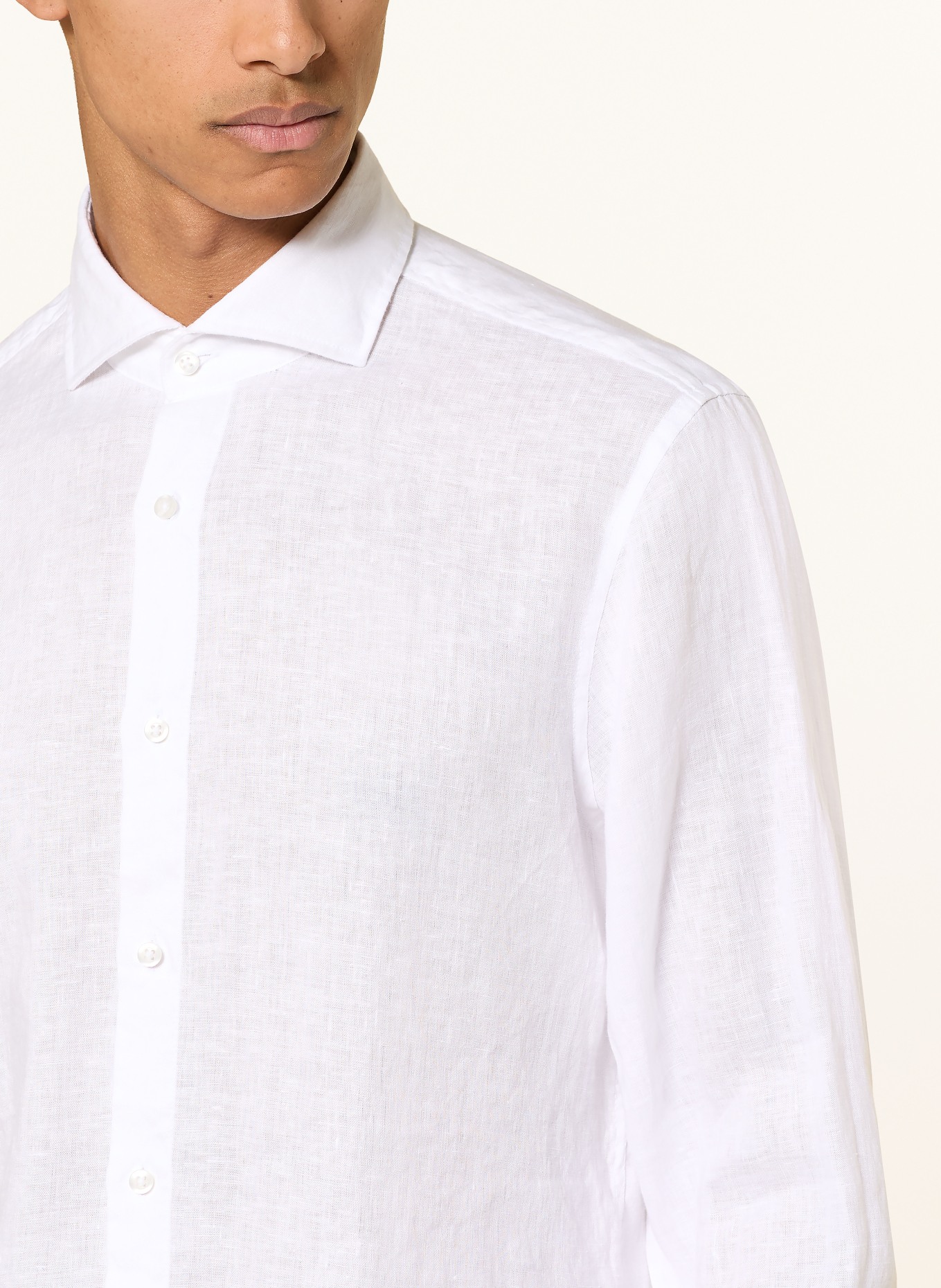 STRELLSON CEASAR Slim Fit Linen Shirt: WHITE