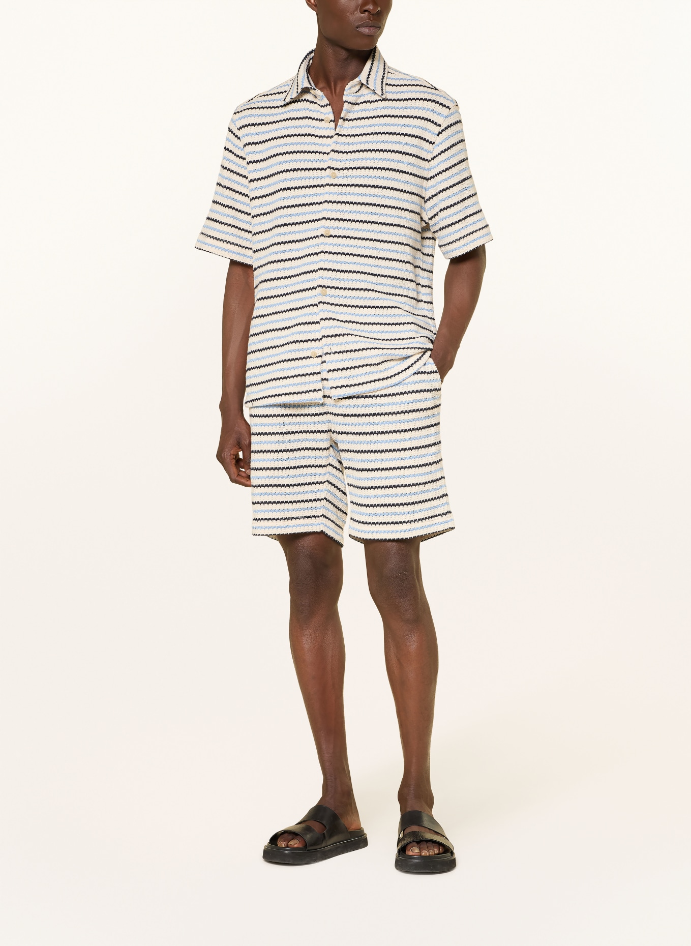 STRELLSON Short en maille HIRO: BLANC / BLEU CLAIR / BLEU FONCÉ