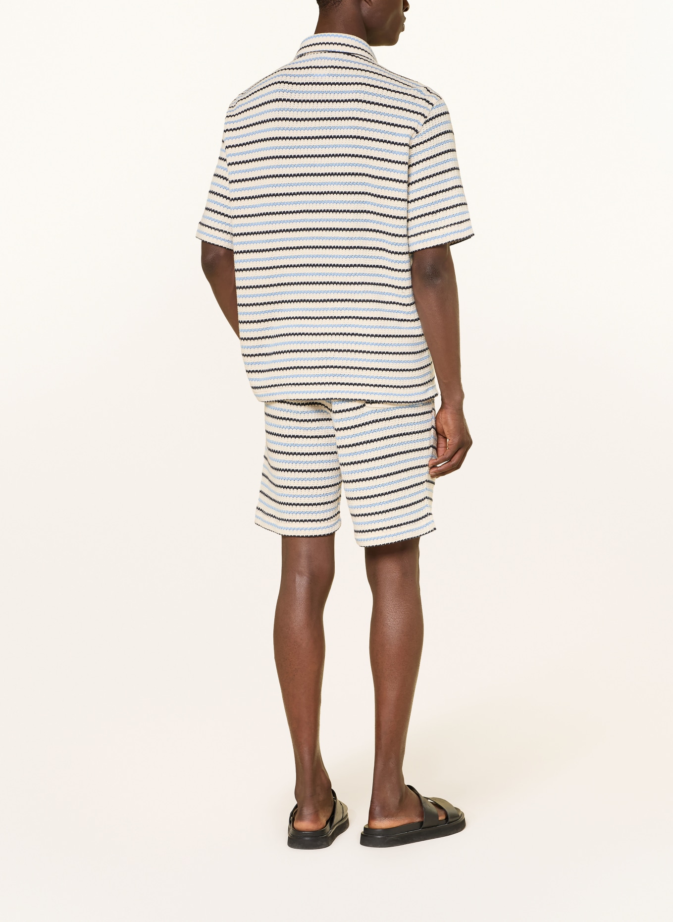 STRELLSON Short en maille HIRO: BLANC / BLEU CLAIR / BLEU FONCÉ