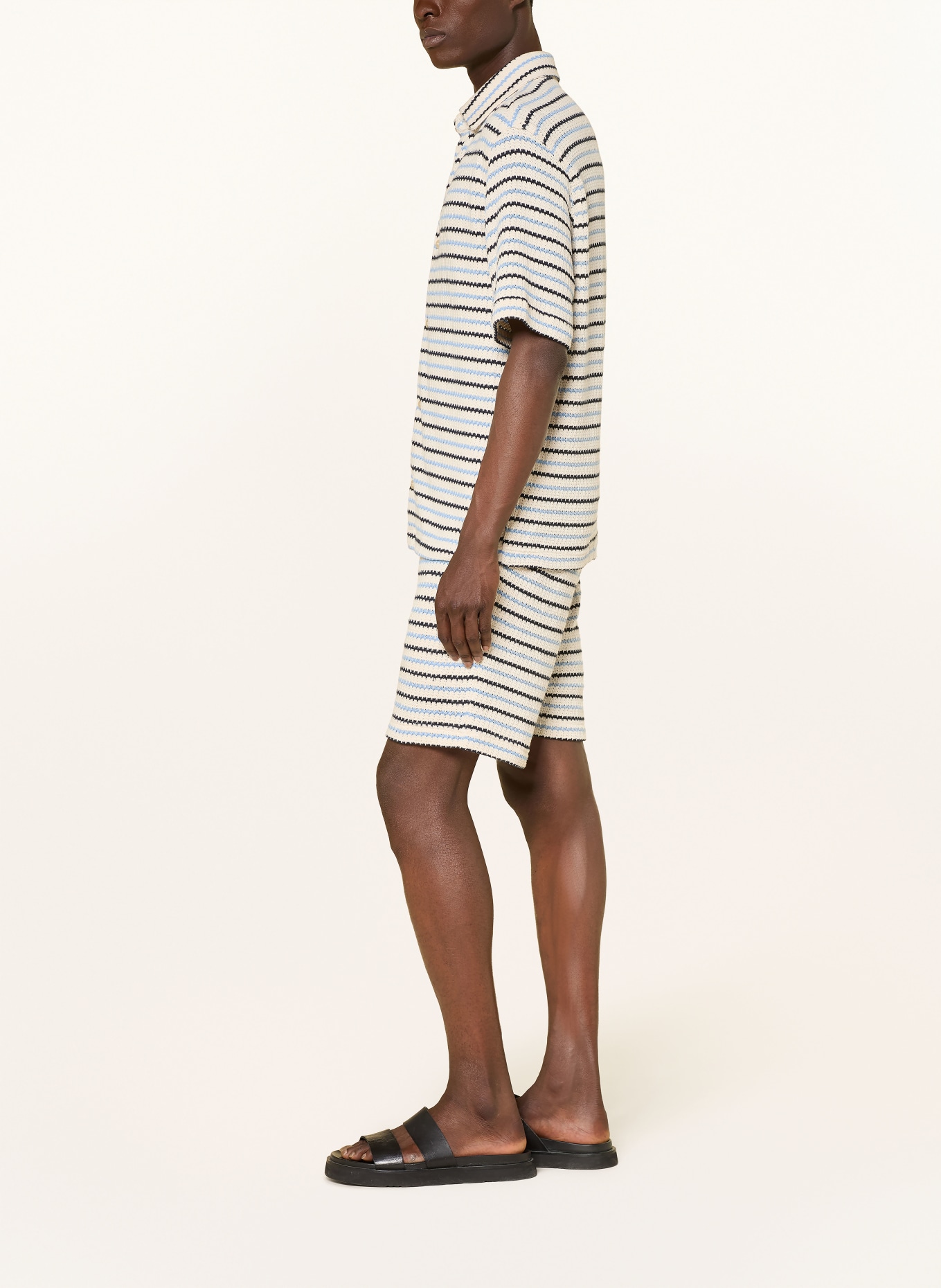 STRELLSON Short en maille HIRO: BLANC / BLEU CLAIR / BLEU FONCÉ