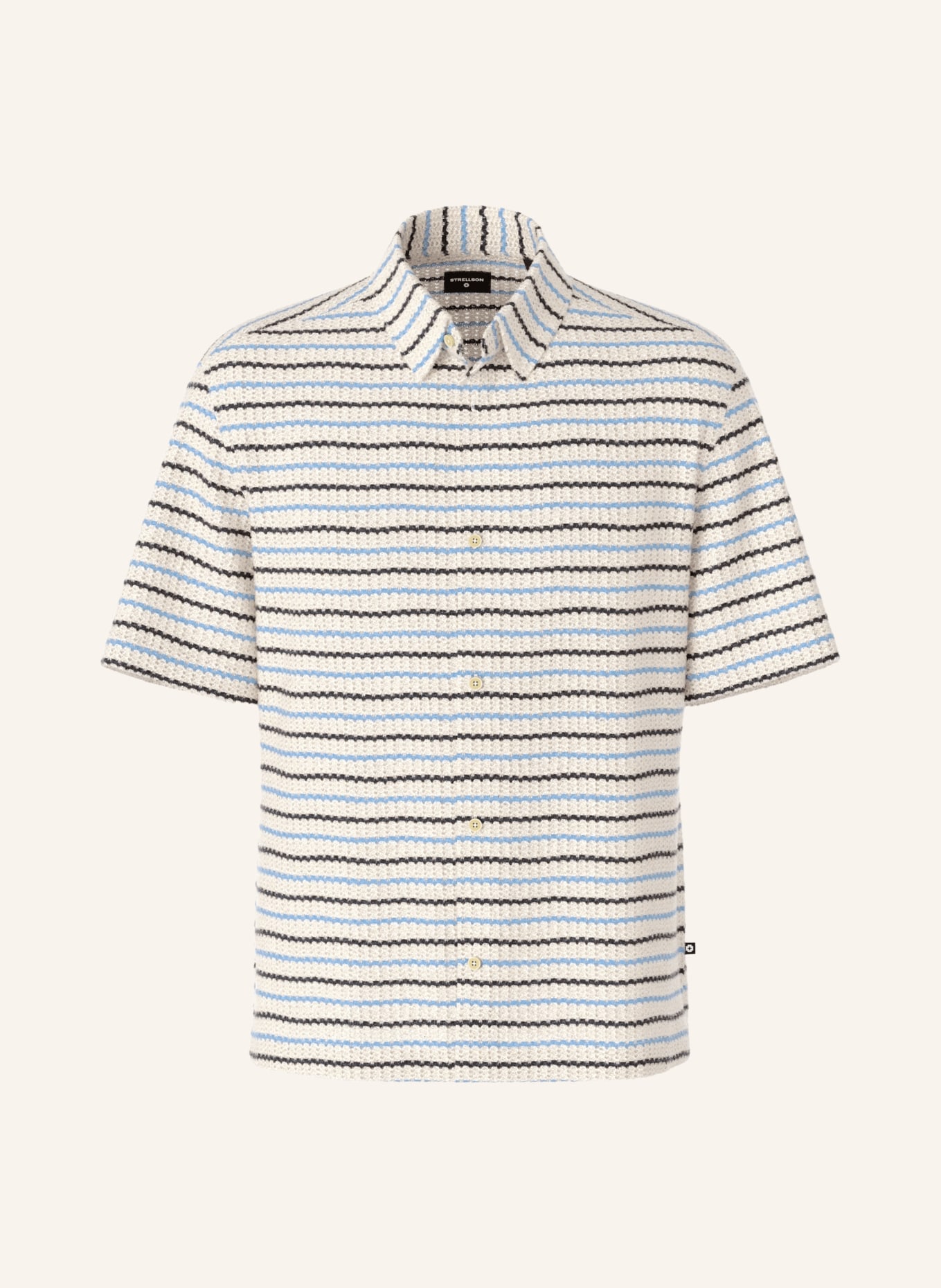 STRELLSON Strickhemd COLIN Regular Fit: ECRU / HELLBLAU / SCHWARZ