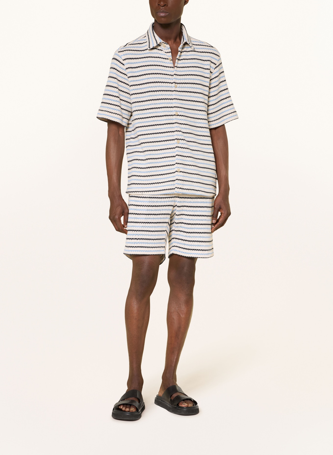 STRELLSON Strickhemd COLIN Regular Fit: ECRU / HELLBLAU / SCHWARZ