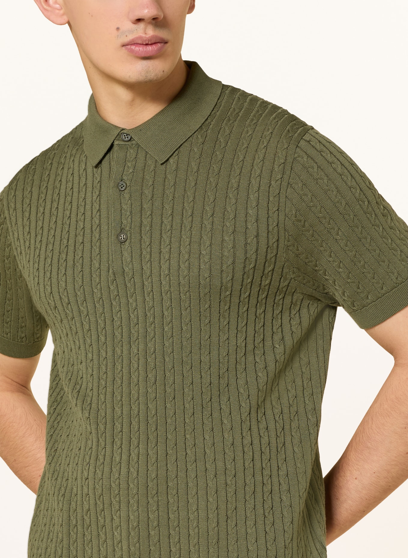 STRELLSON Strick-Poloshirt ADRIAN: OLIV