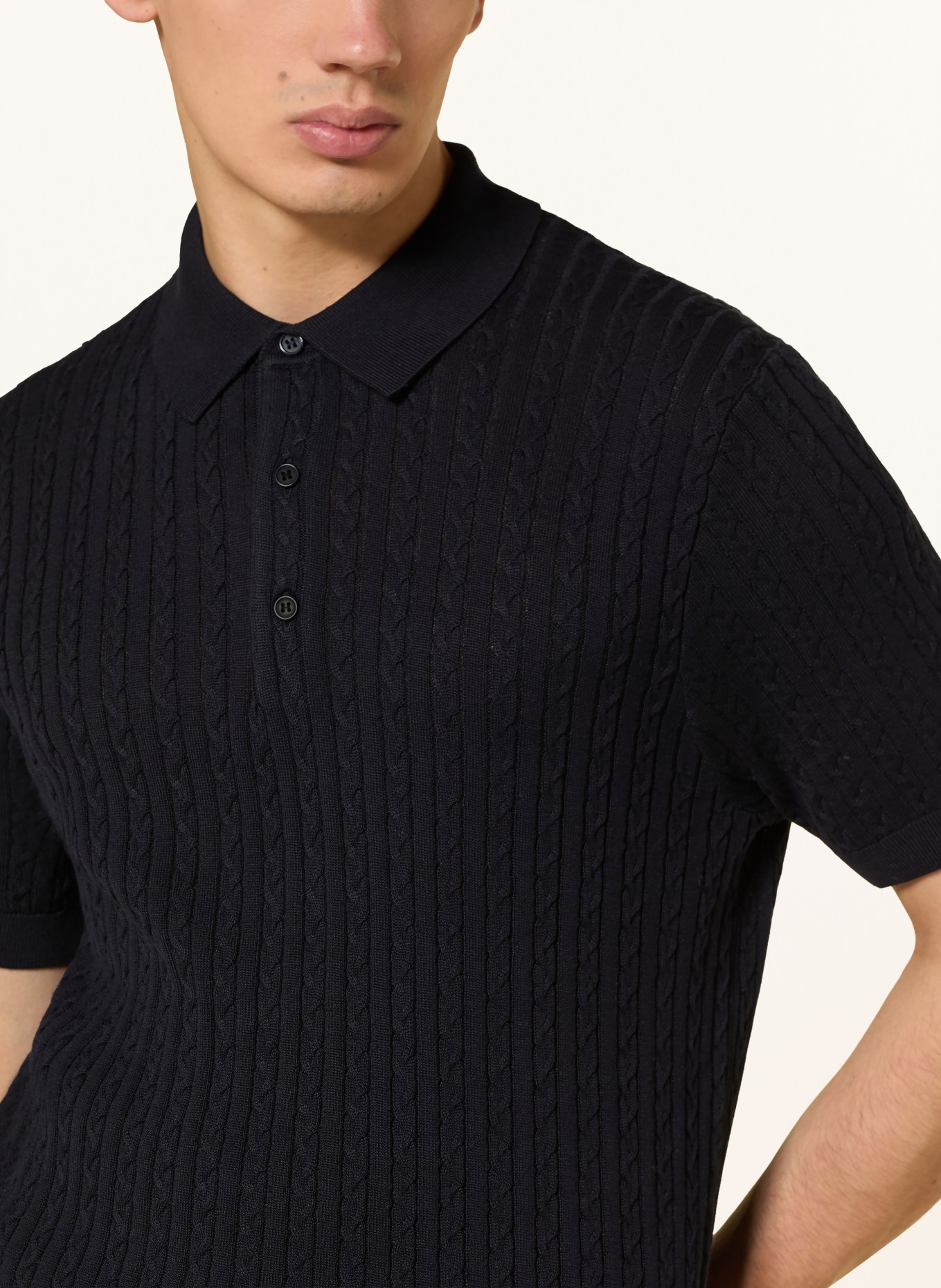 STRELLSON Strick-Poloshirt ADRIAN: DUNKELBLAU