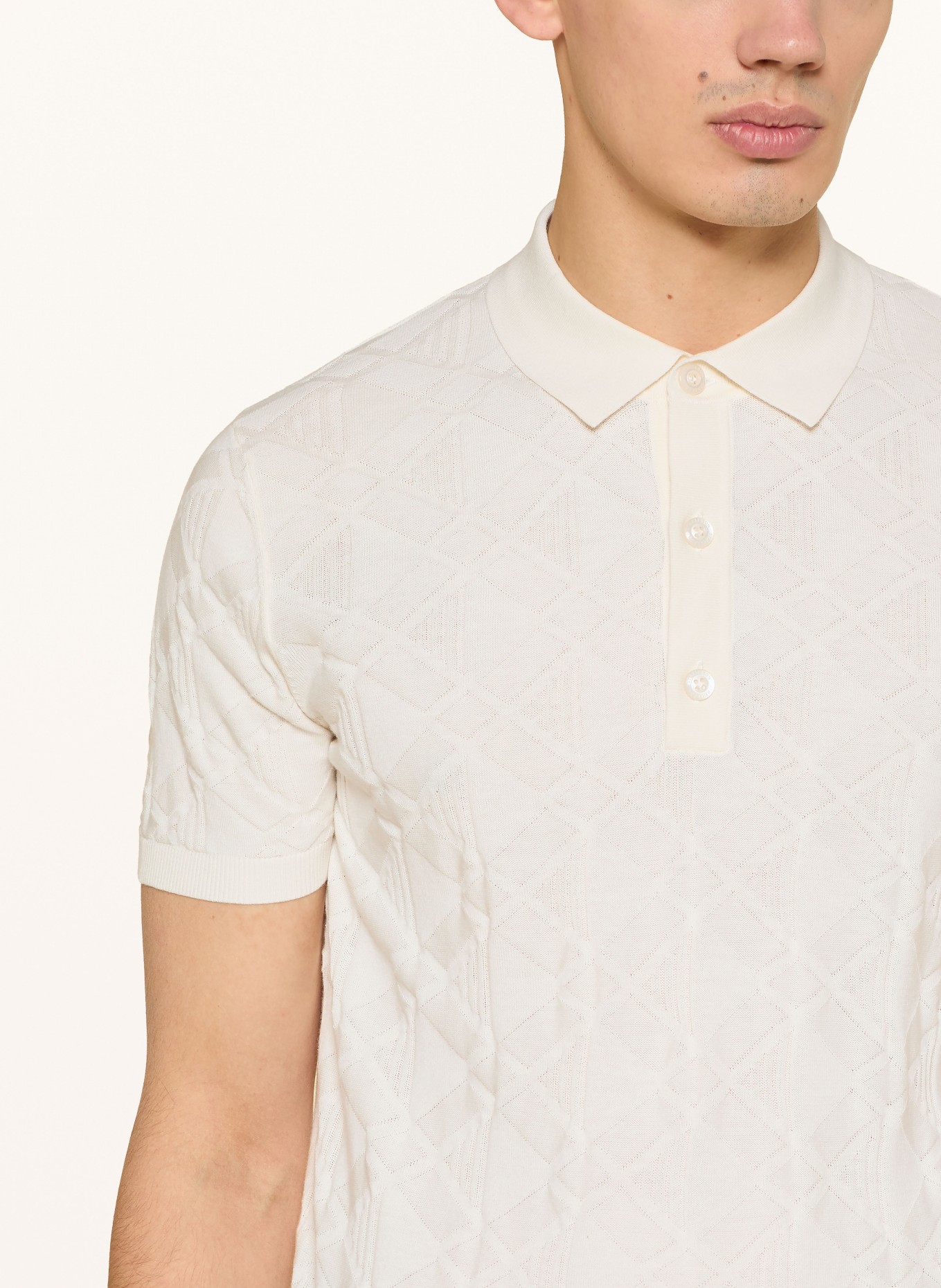 STRELLSON Strick-Poloshirt VINCENT: ECRU