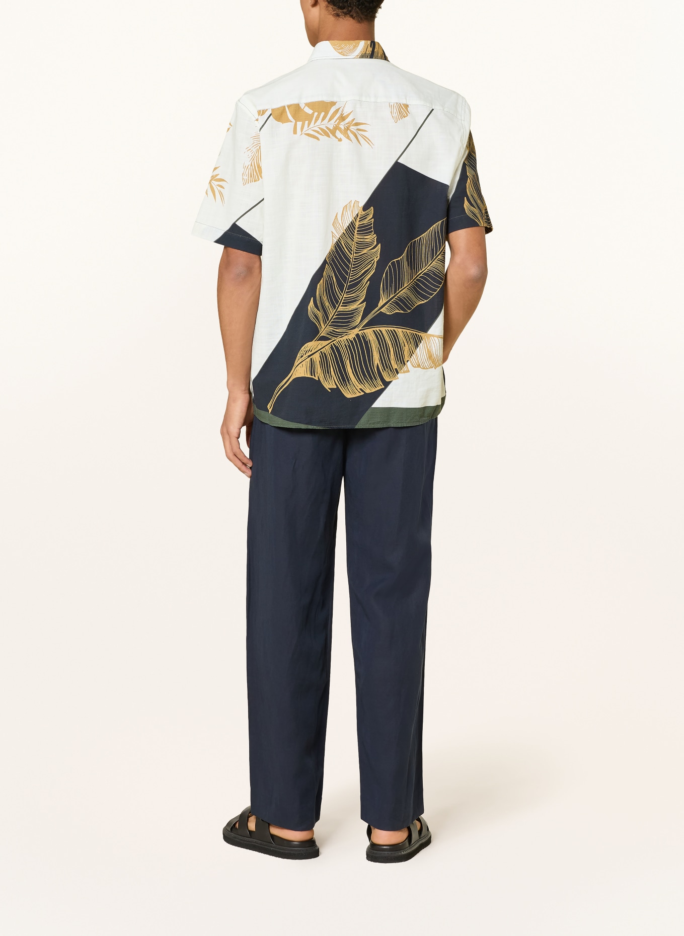 STRELLSON Kurzarm-Hemd CASYN Comfort Fit: DUNKELGRÜN / CAMEL / CREME