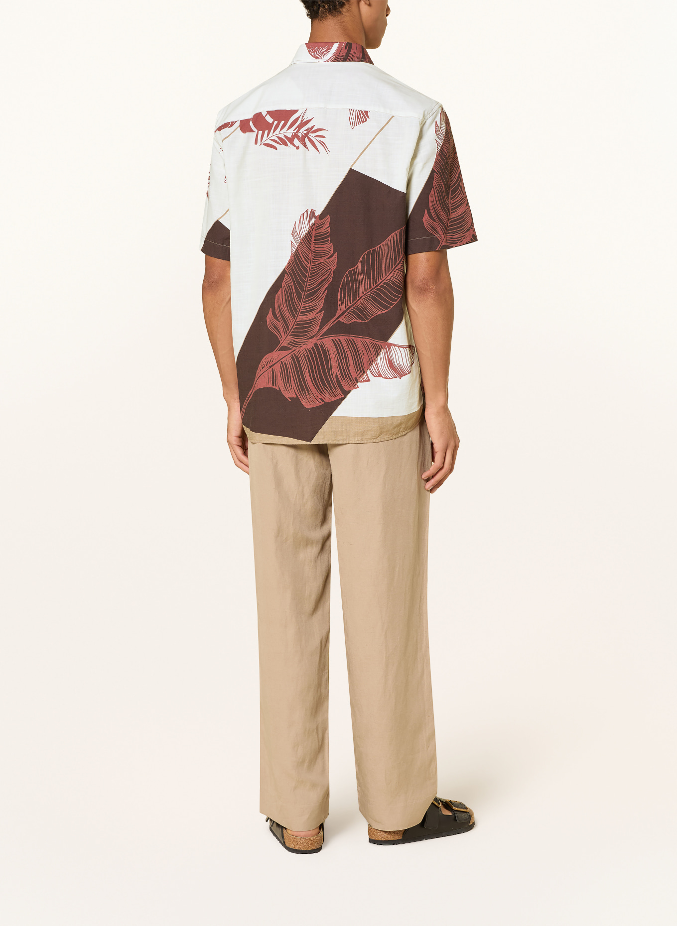 STRELLSON Chemise à manches courtes CASYN Comfort Fit: CRÈME / MARRON FONCÉ / ROUGE FONCÉ