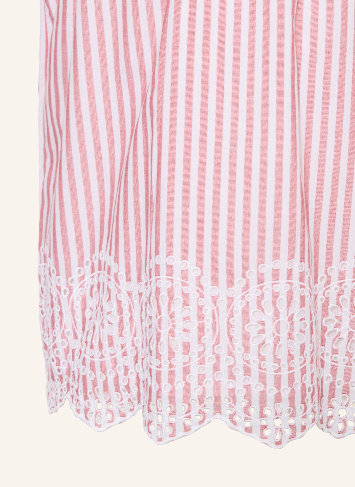 ONLY Blouse top with openwork lace and ruffles: RED / WHITE