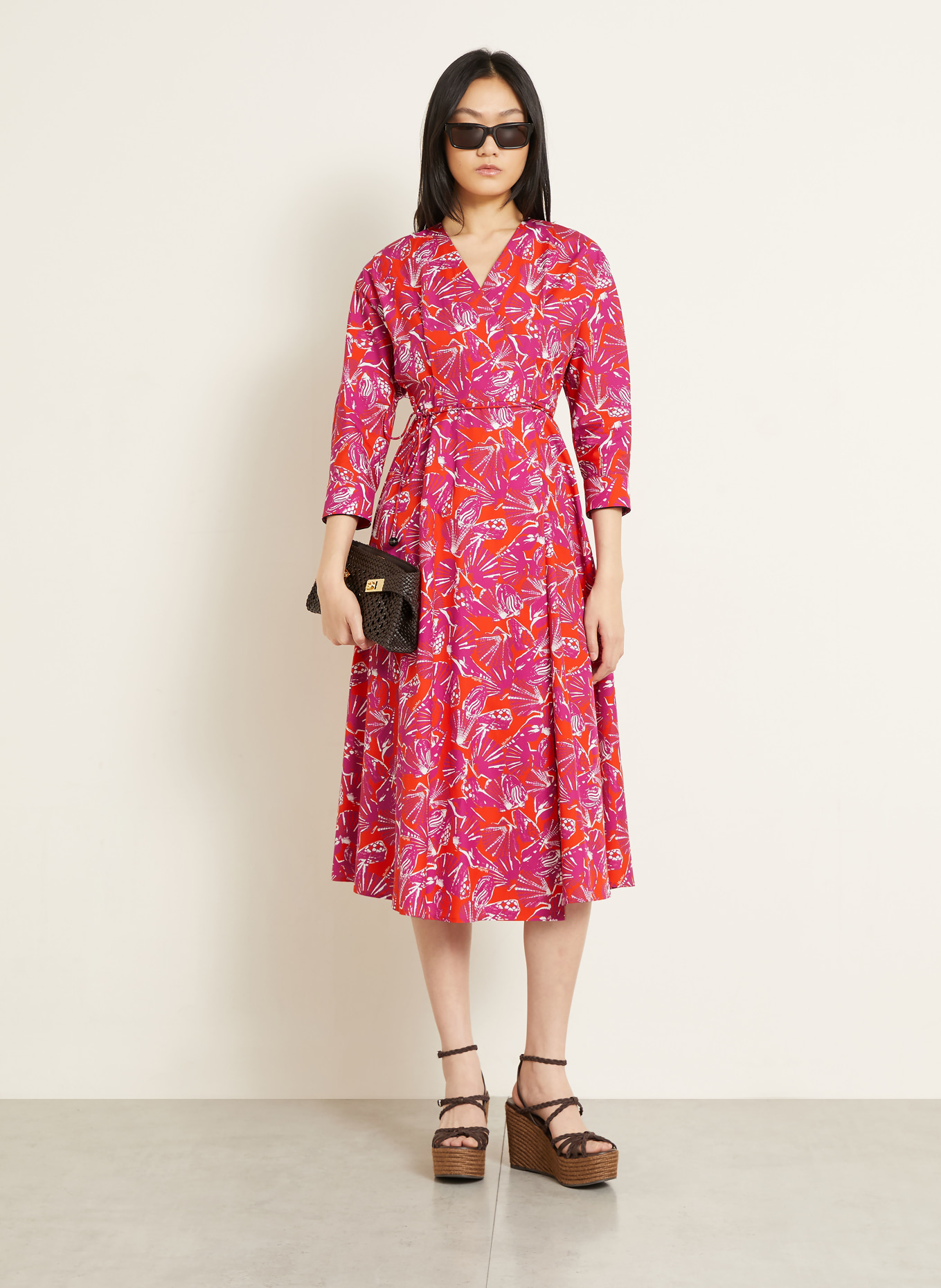 Max Mara Robe portefeuille CAMINO: ROUGE / CRÈME / LILAS