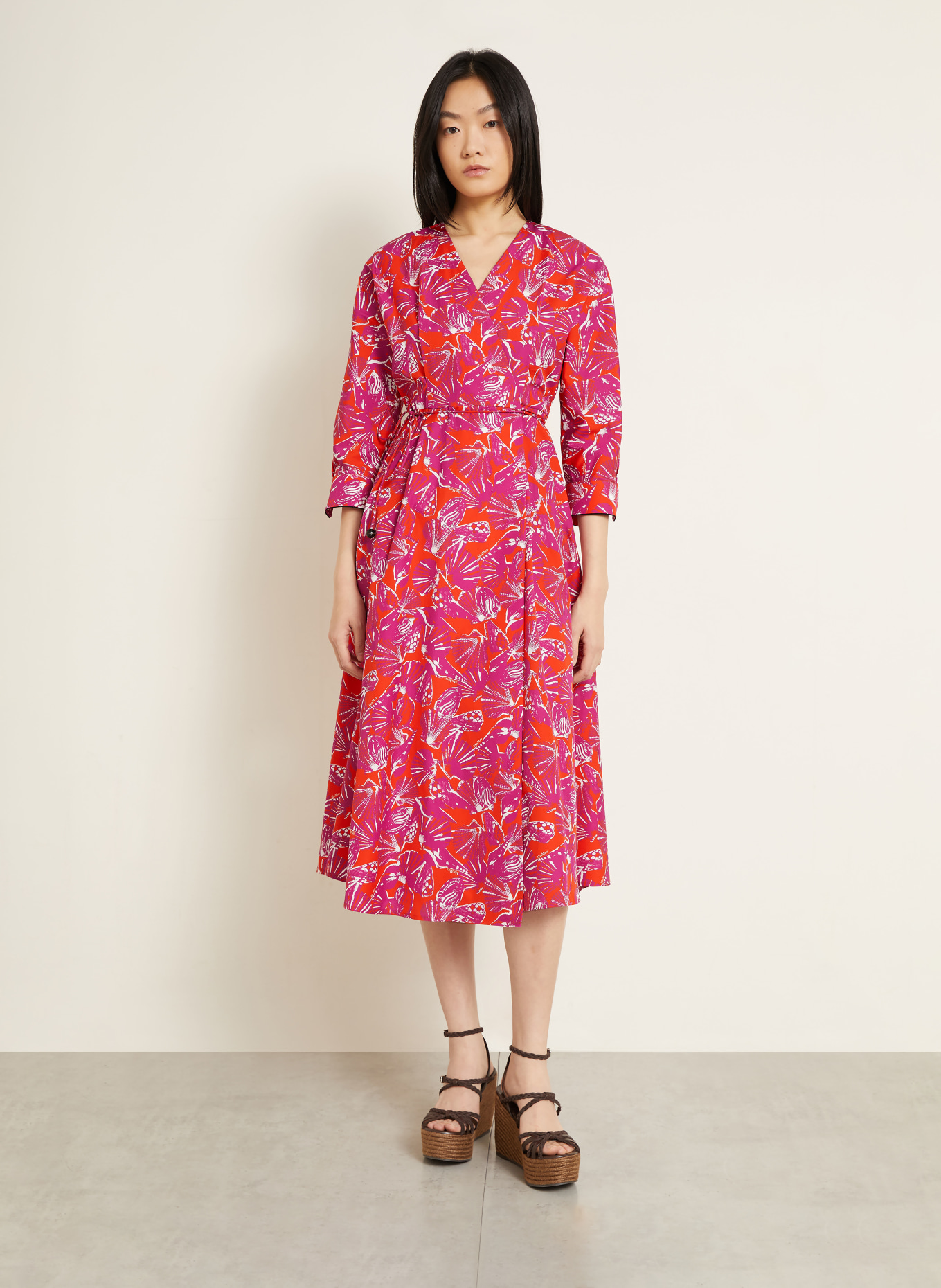 Max Mara Robe portefeuille CAMINO: ROUGE / CRÈME / LILAS