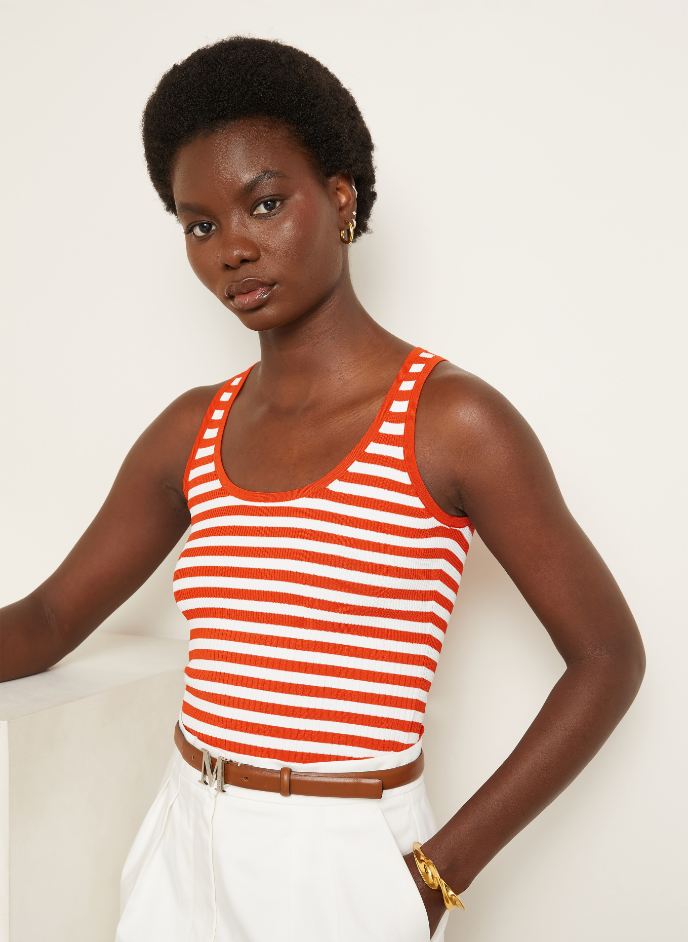 Max Mara Stricktop GHIRO: WEISS / ROT