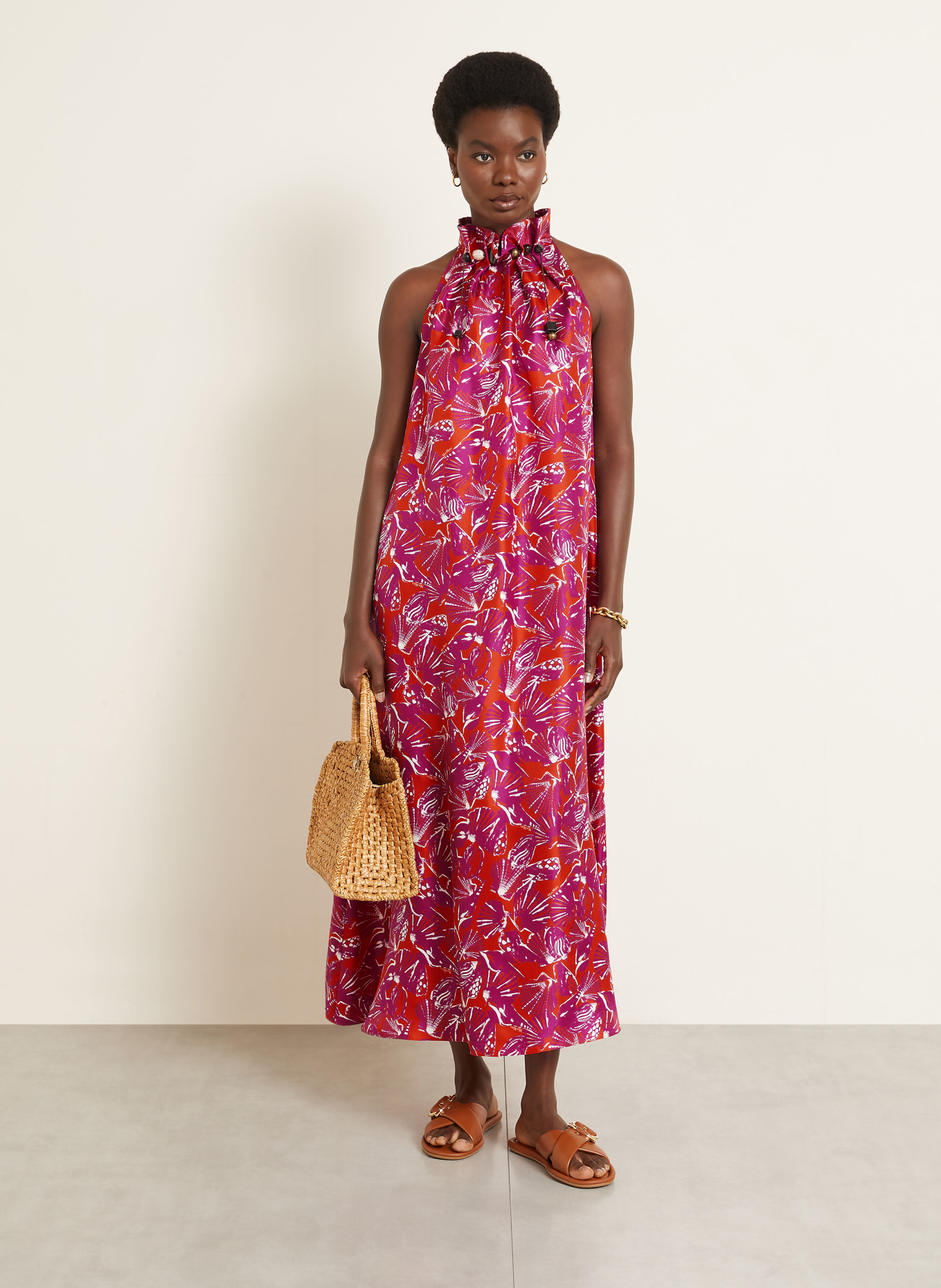 Max Mara Jedwabna sukienka CARTONE z kamieniami ozdobnymi: POMARAŃCZOWY / MOCNORÓŻOWY