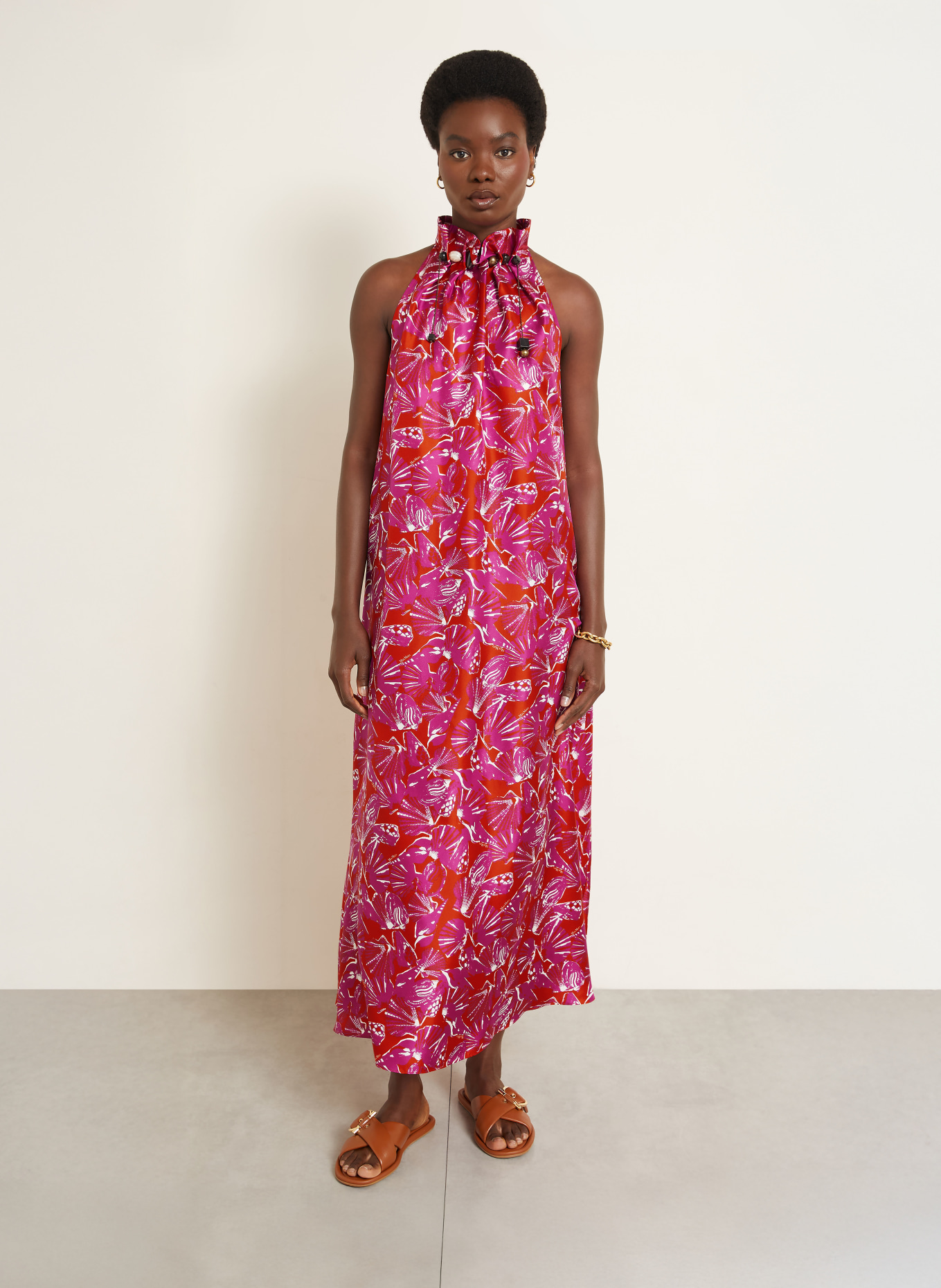 Max Mara Jedwabna sukienka CARTONE z kamieniami ozdobnymi: POMARAŃCZOWY / MOCNORÓŻOWY