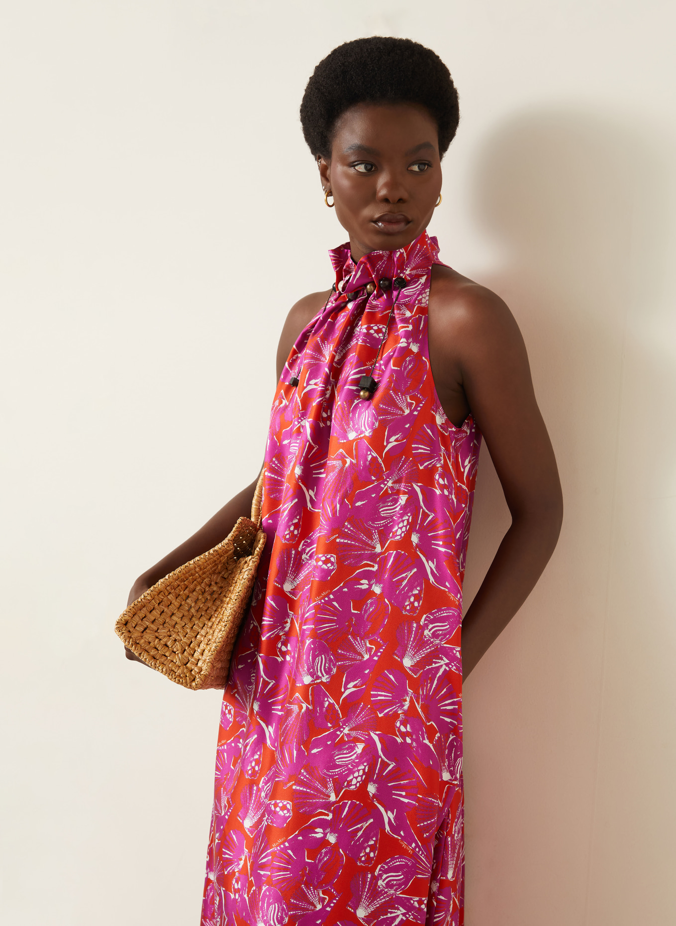 Max Mara Jedwabna sukienka CARTONE z kamieniami ozdobnymi: POMARAŃCZOWY / MOCNORÓŻOWY