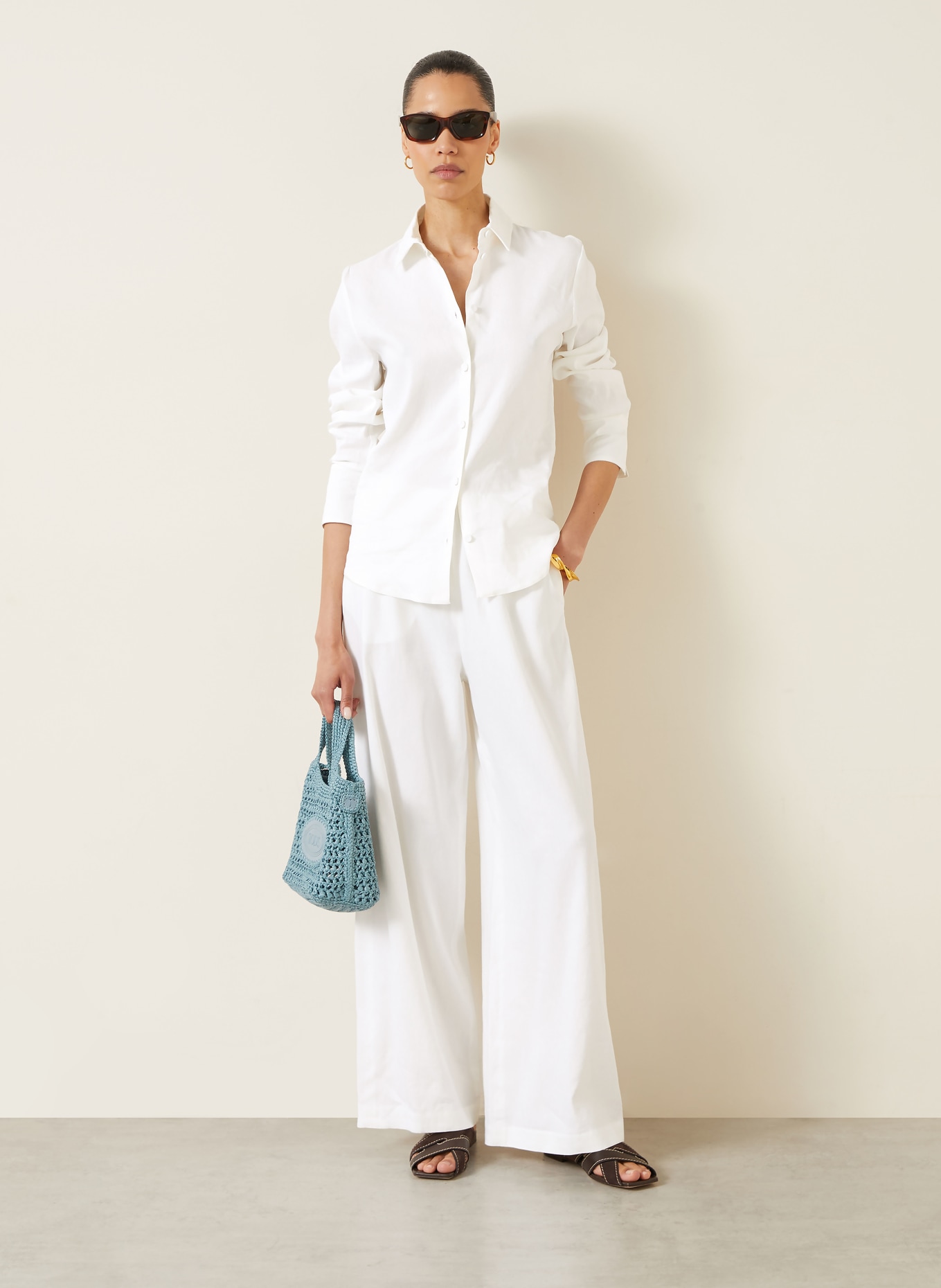 Max Mara Kalhoty Marlene DESTINO s lnem: BÍLÁ