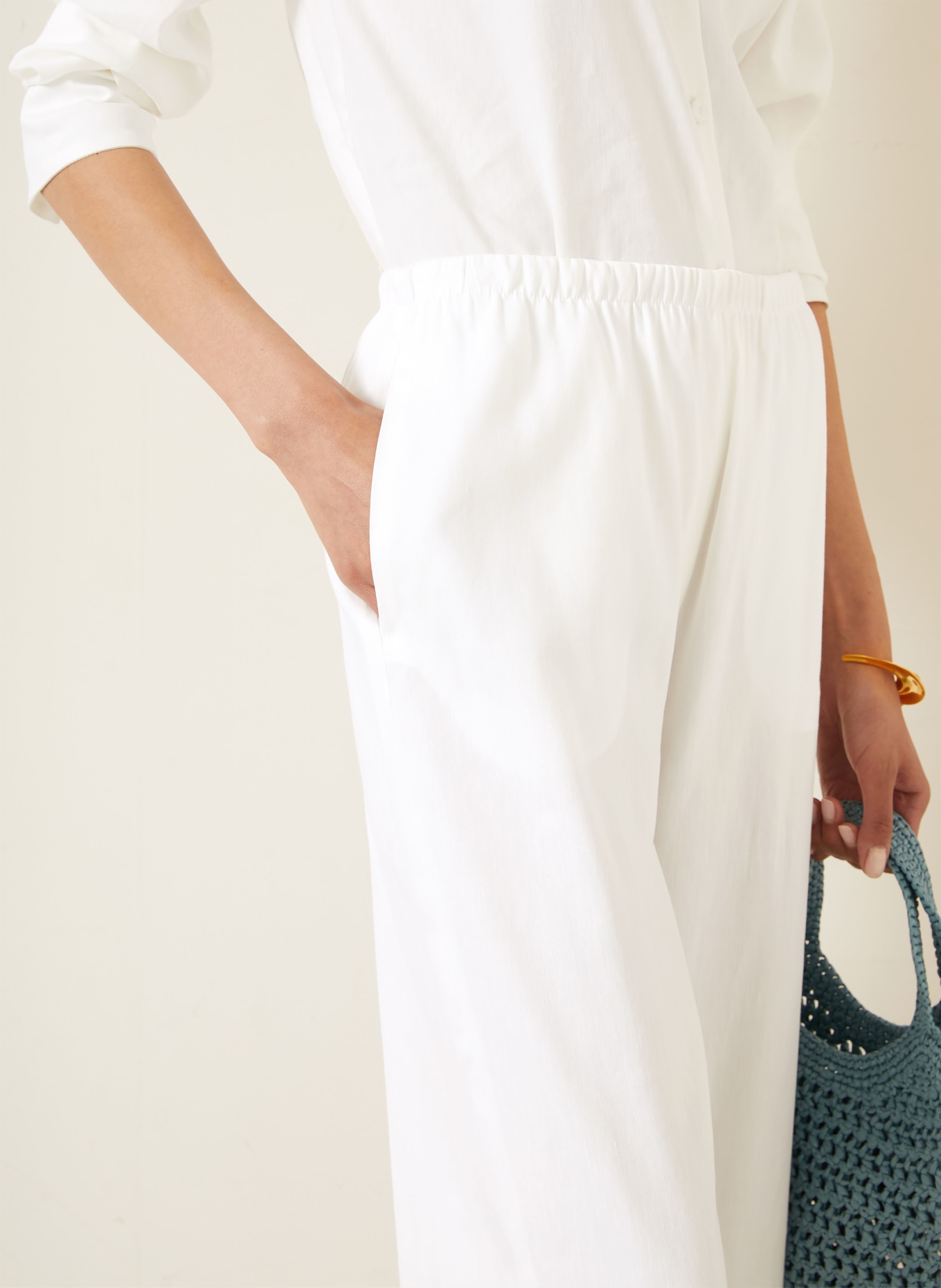 Max Mara Kalhoty Marlene DESTINO s lnem: BÍLÁ