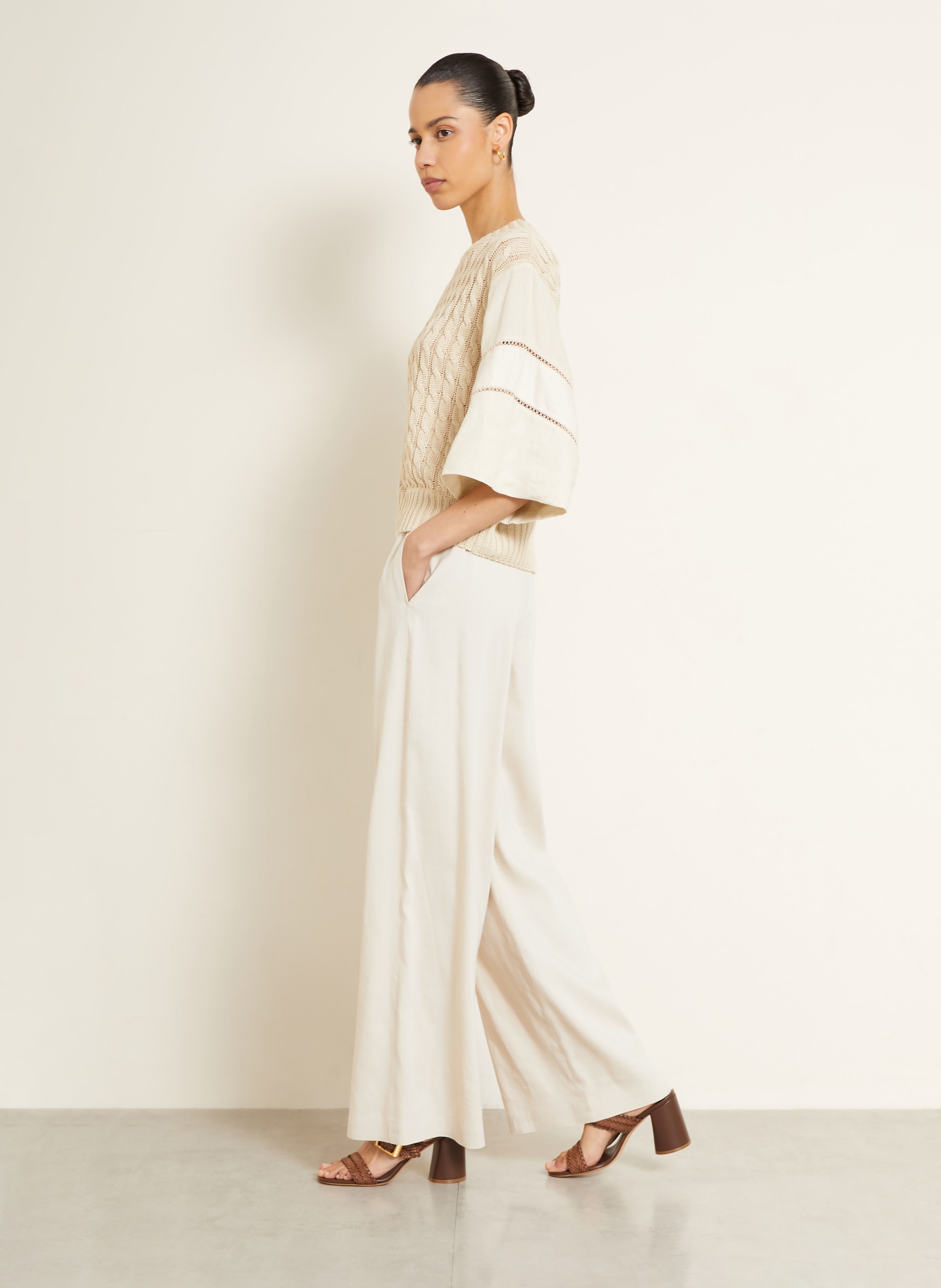 Max Mara Marlenehose DESTINO mit Leinen: BEIGE