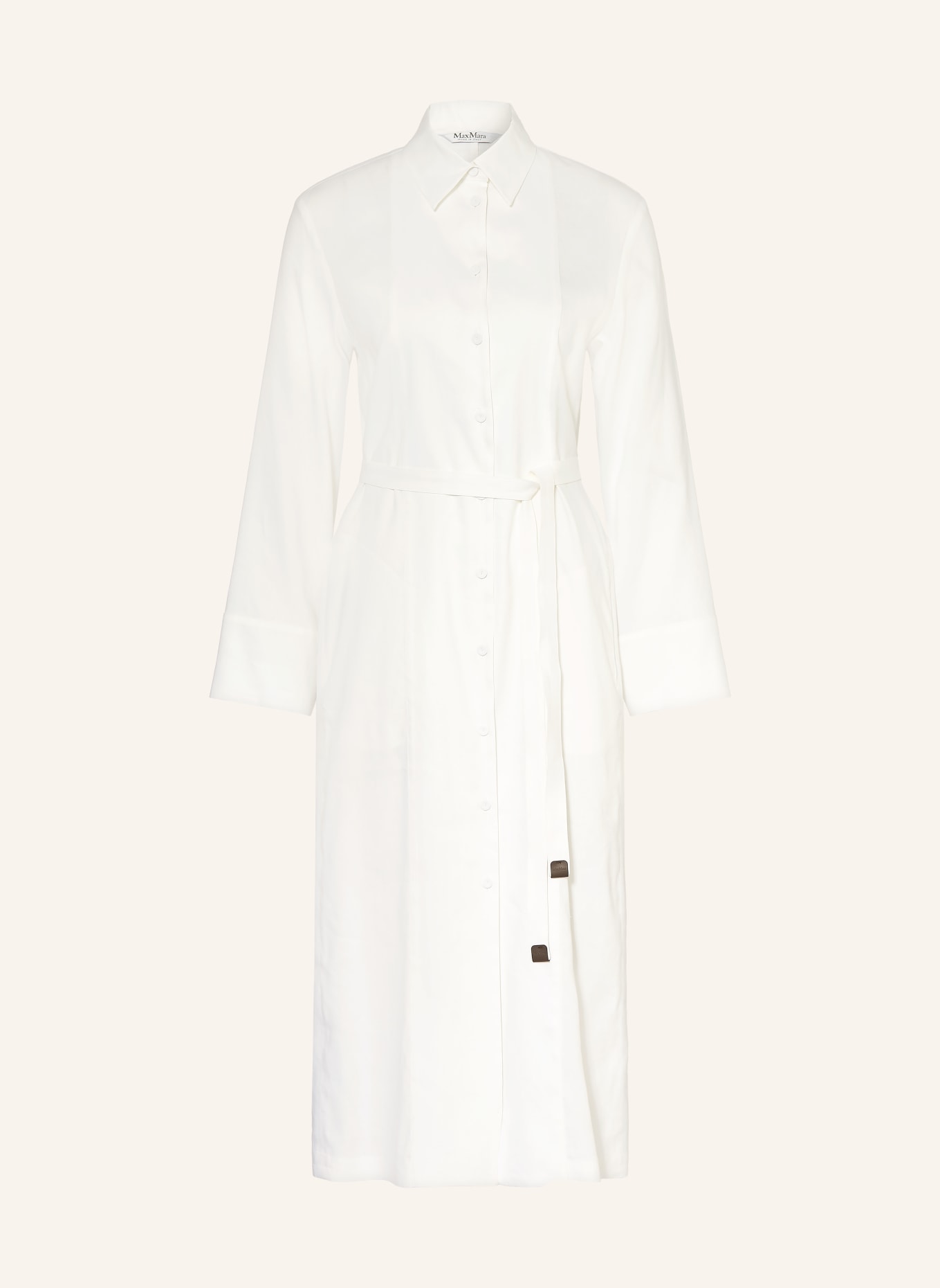 Max Mara NORDICA shirt dress with linen: WHITE