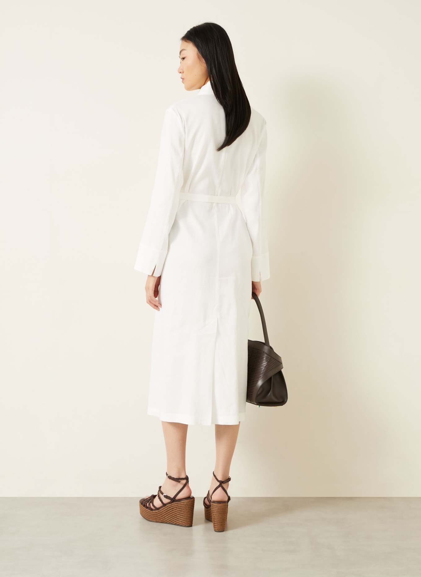 Max Mara NORDICA shirt dress with linen: WHITE