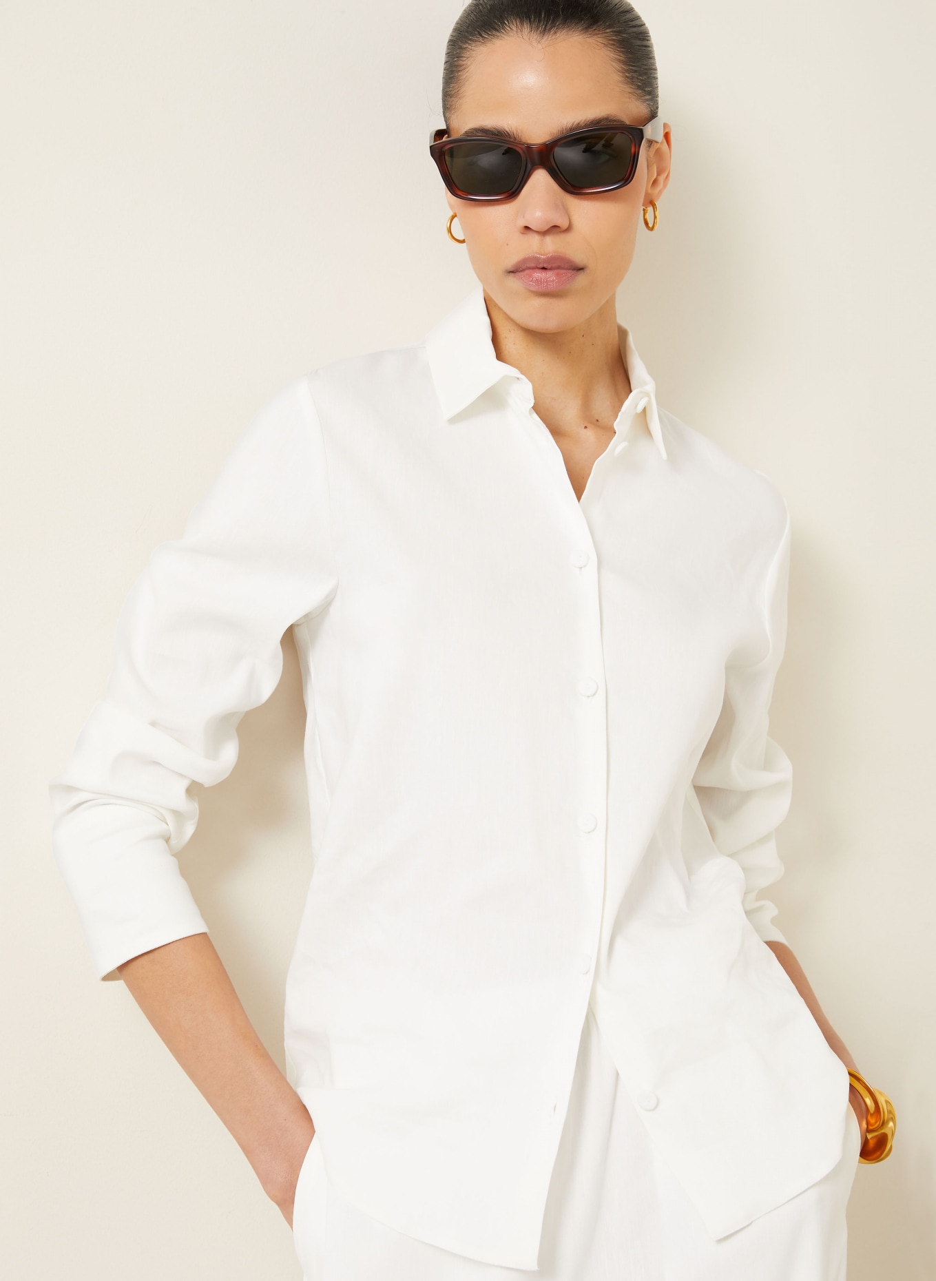 Max Mara Overhemdblouse BADESSE met linnen: WIT