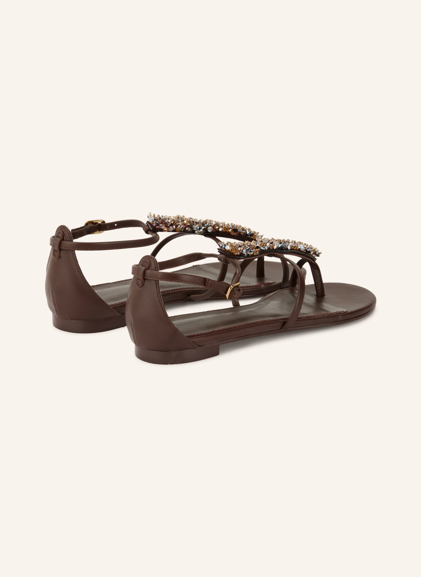 Lola Cruz Zehentrenner MARTINA mit Schmucksteinen: DUNKELBRAUN