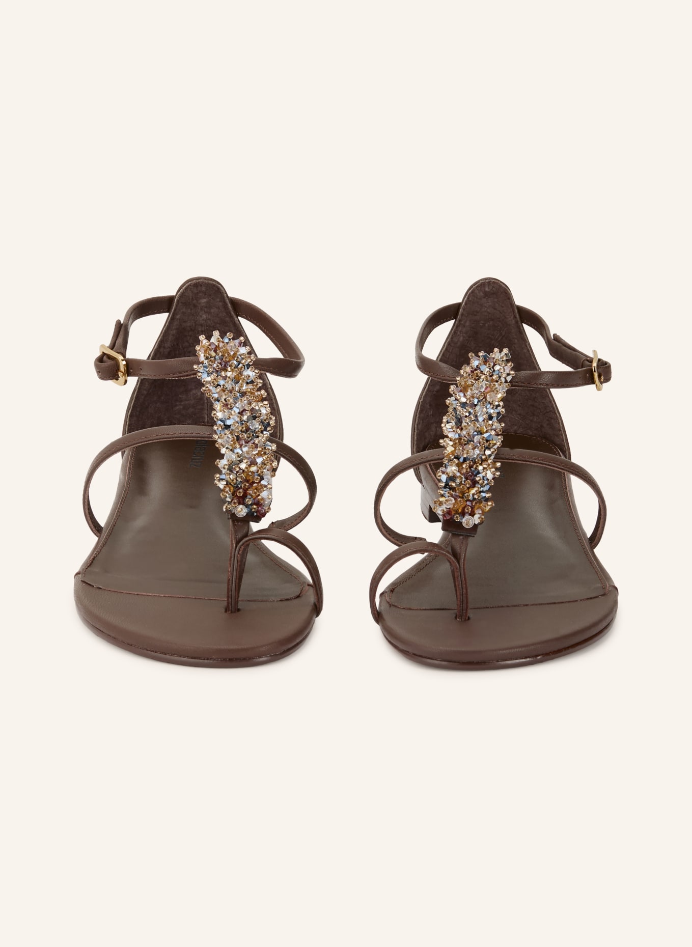 Lola Cruz Zehentrenner MARTINA mit Schmucksteinen: DUNKELBRAUN