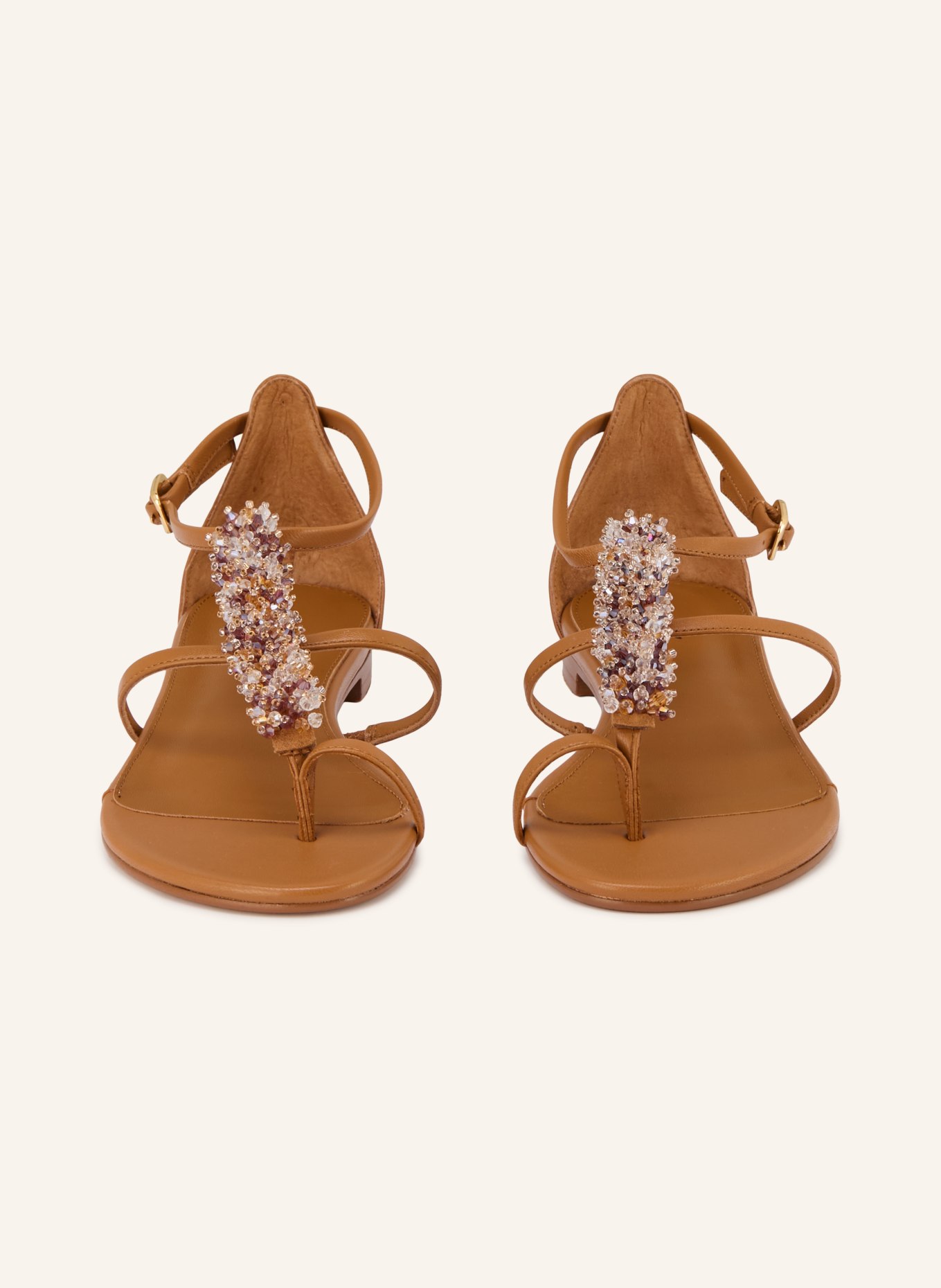 Lola Cruz Séparateurs d'orteils MARTINA avec pierres décoratives: COGNAC