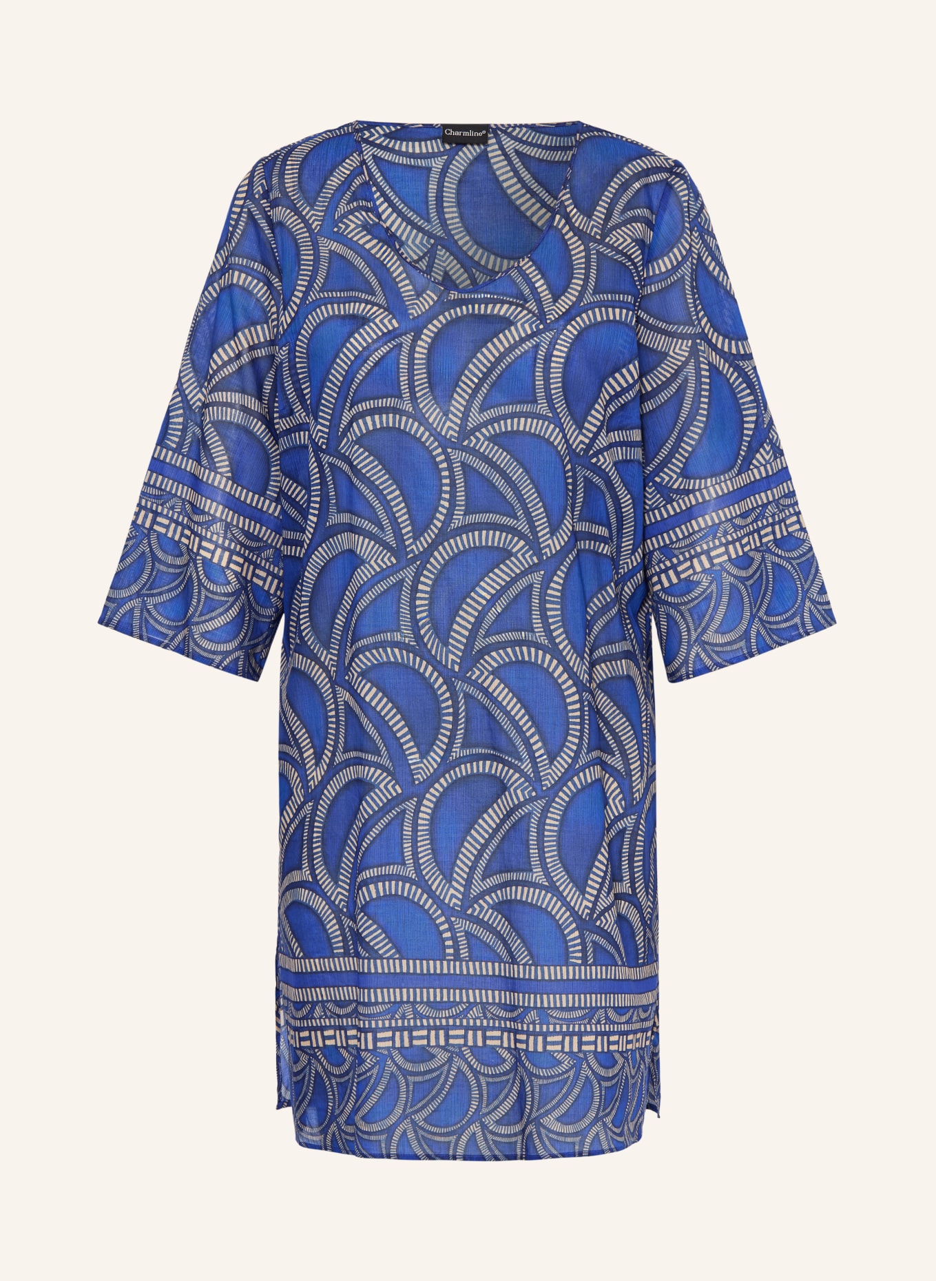 Charmline Robe de plage TRIBAL FLOW à manches 3/4: BLEU / BLANC