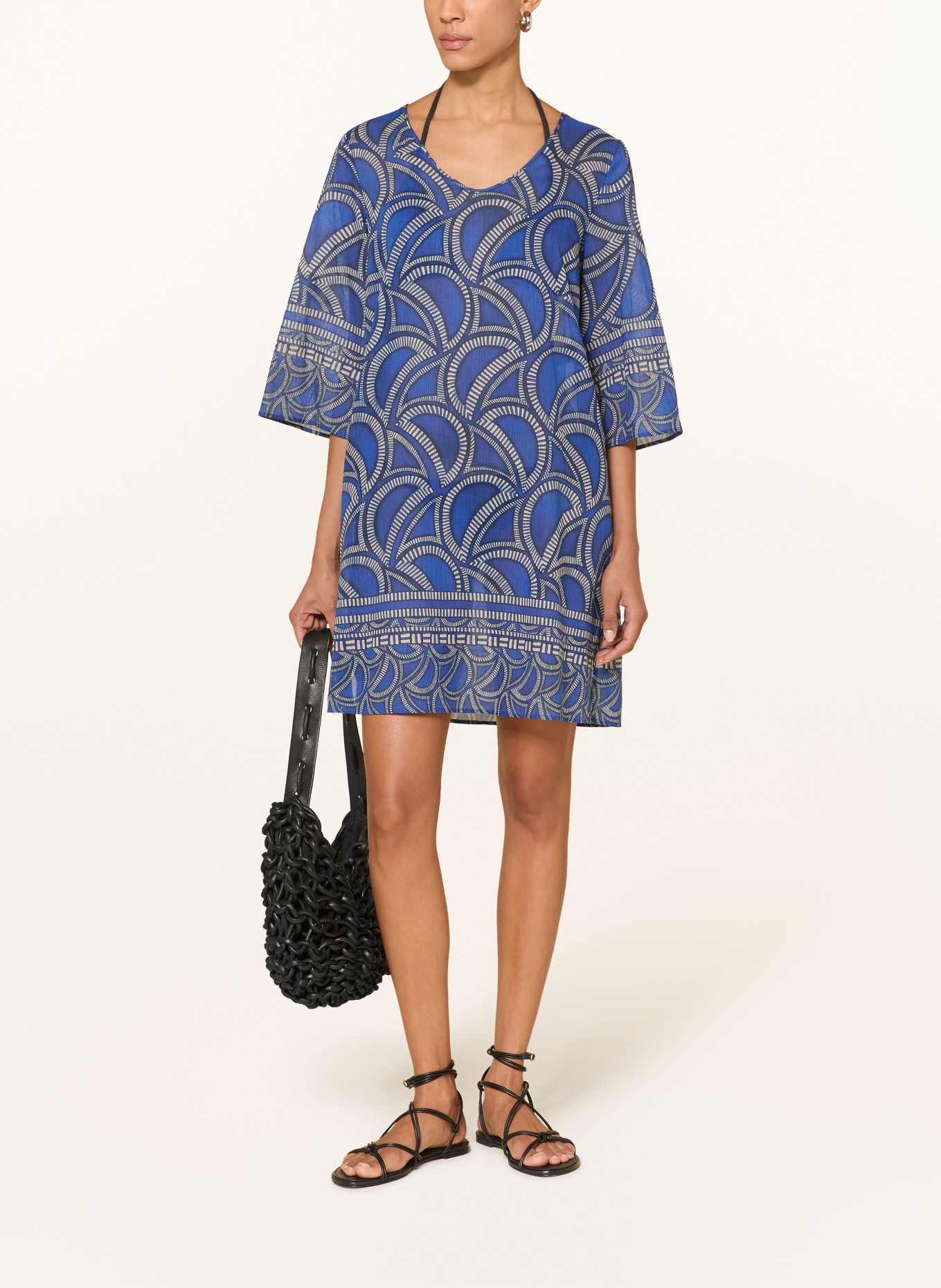 Charmline Robe de plage TRIBAL FLOW à manches 3/4: BLEU / BLANC