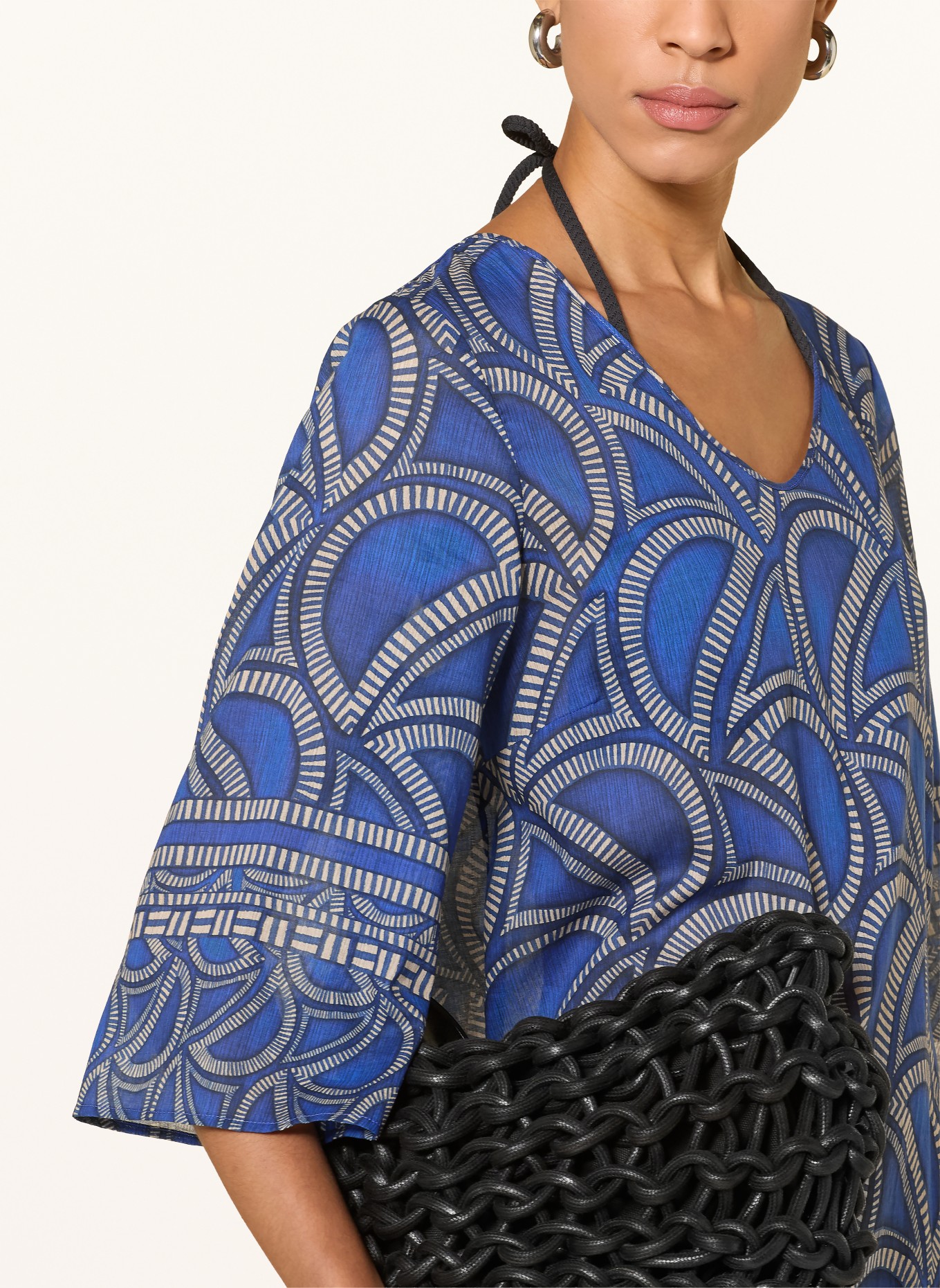 Charmline Robe de plage TRIBAL FLOW à manches 3/4: BLEU / BLANC