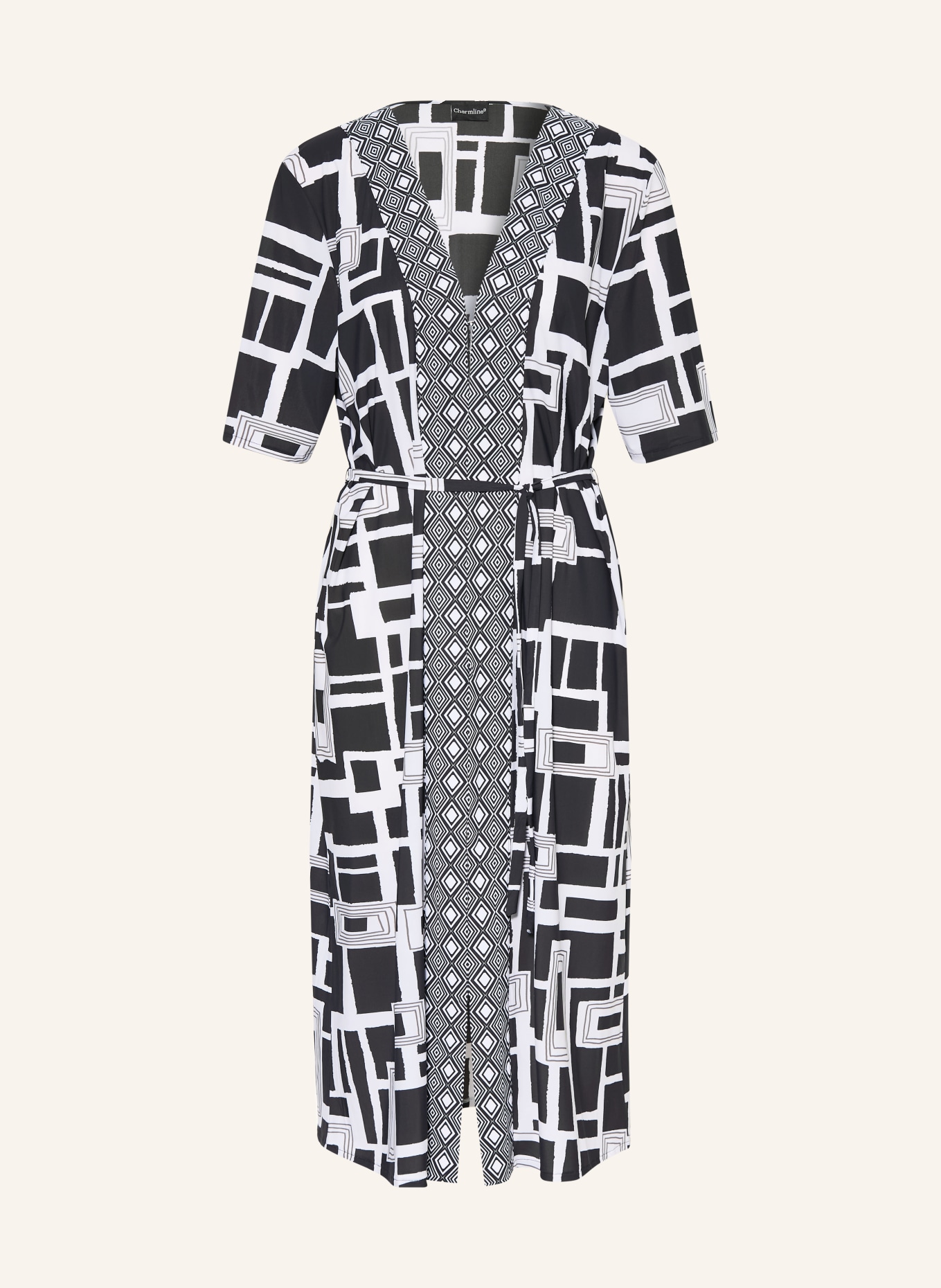 Charmline Kaftan GRAPHIC FRAME: SCHWARZ / WEISS