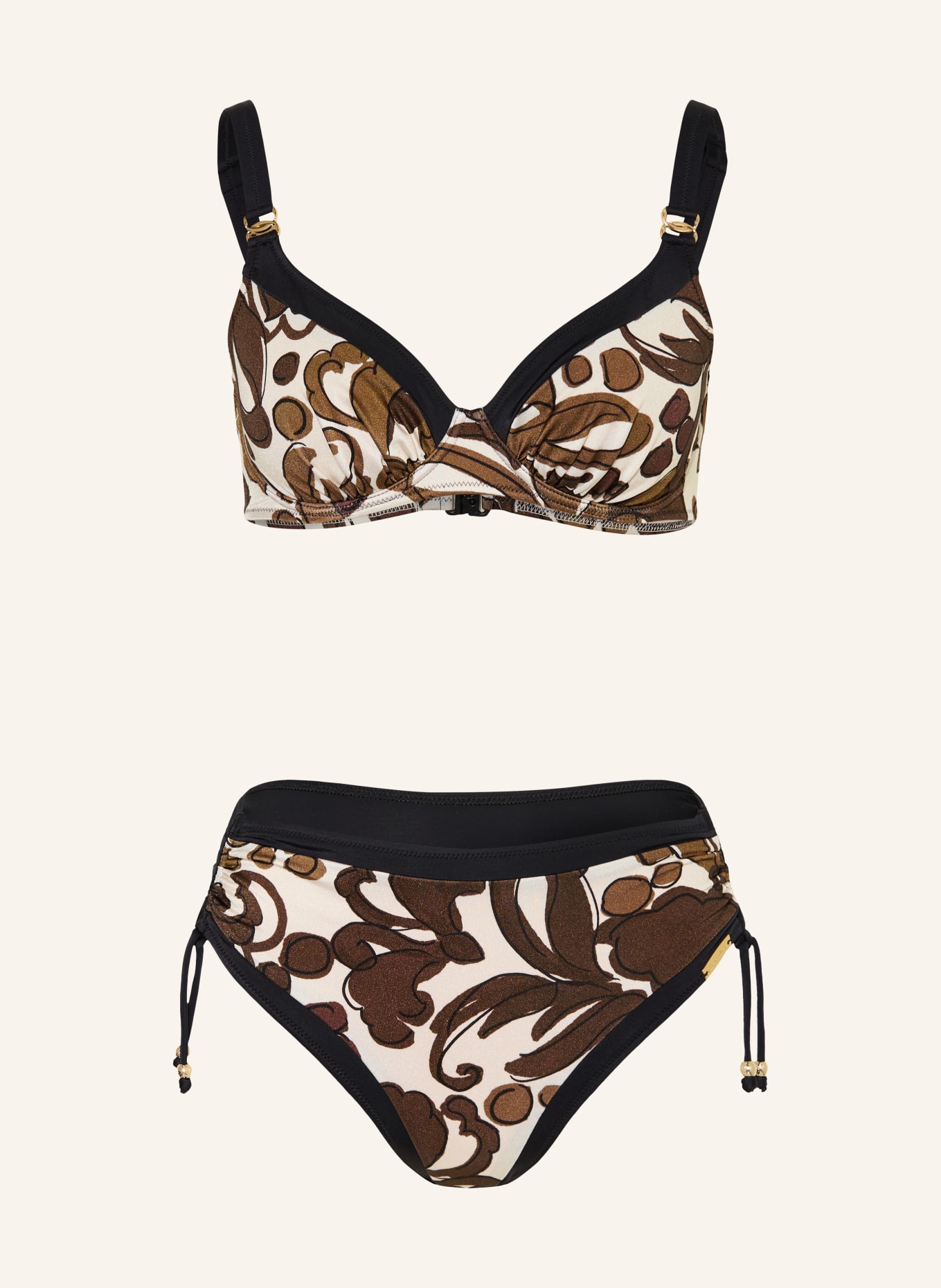 Charmline Bügel-Bikini ORNAMENT GRACE: KHAKI / ECRU / SCHWARZ