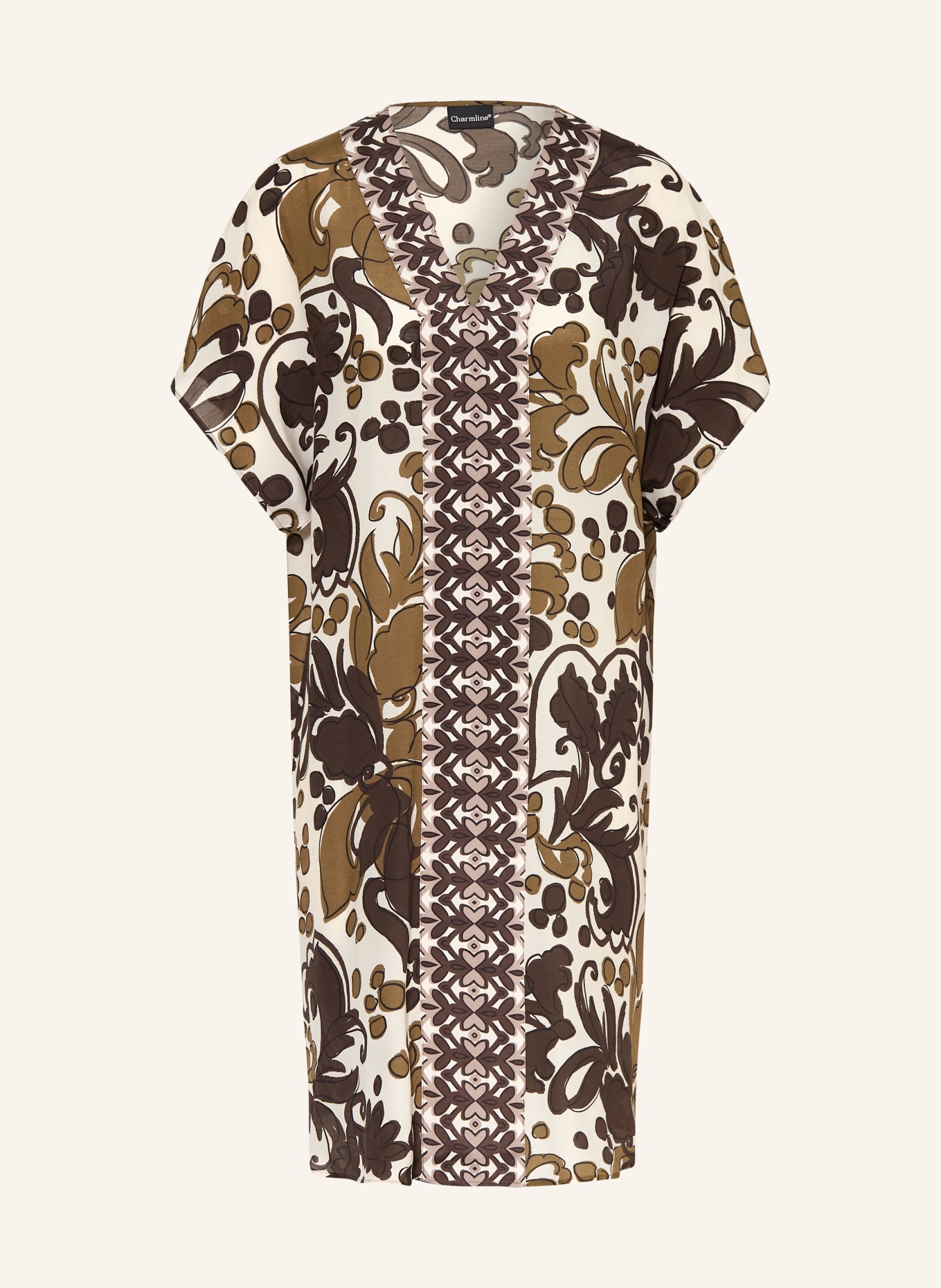 Charmline Kaftan ORNAMENT GRACE: OLIV / CREME / HELLGRAU