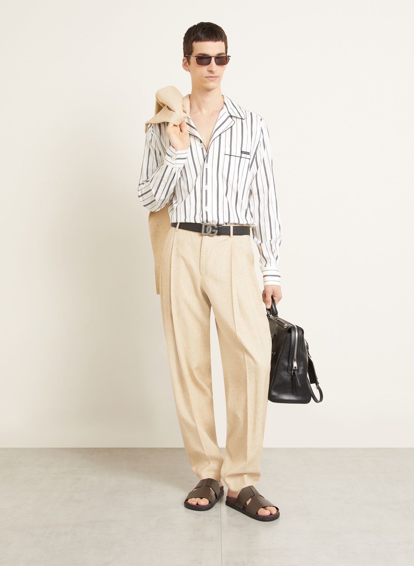 DOLCE & GABBANA Koszula o kroju Comfort Fit: KREMOWY / CZARNY