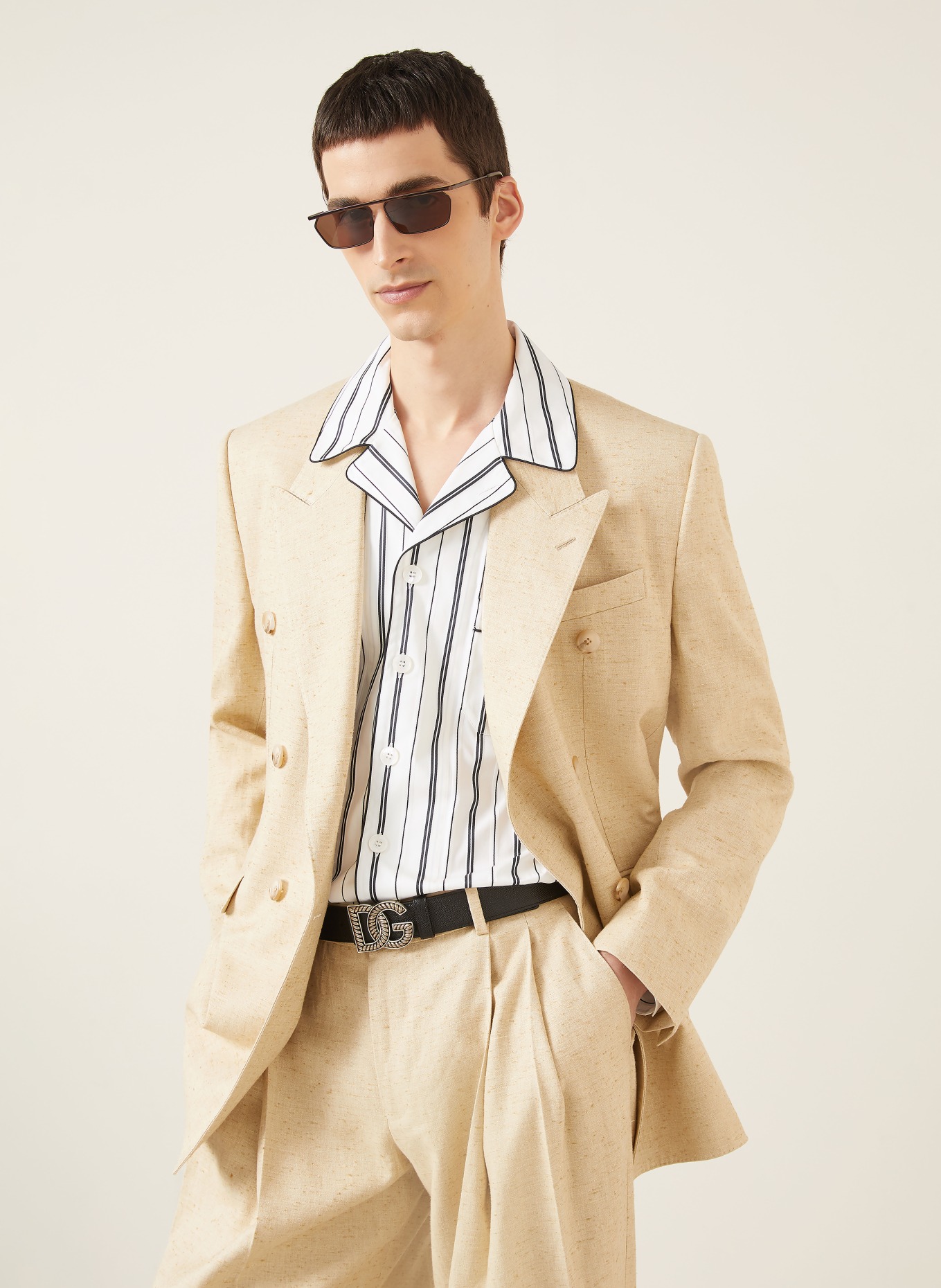 DOLCE & GABBANA Koszula o kroju Comfort Fit: KREMOWY / CZARNY