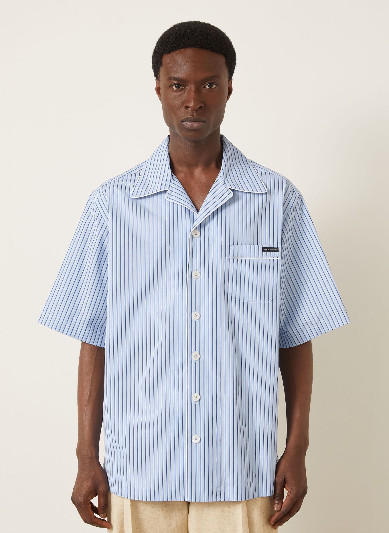 DOLCE & GABBANA Resorthemd Comfort Fit: HELLBLAU / BLAU / WEISS