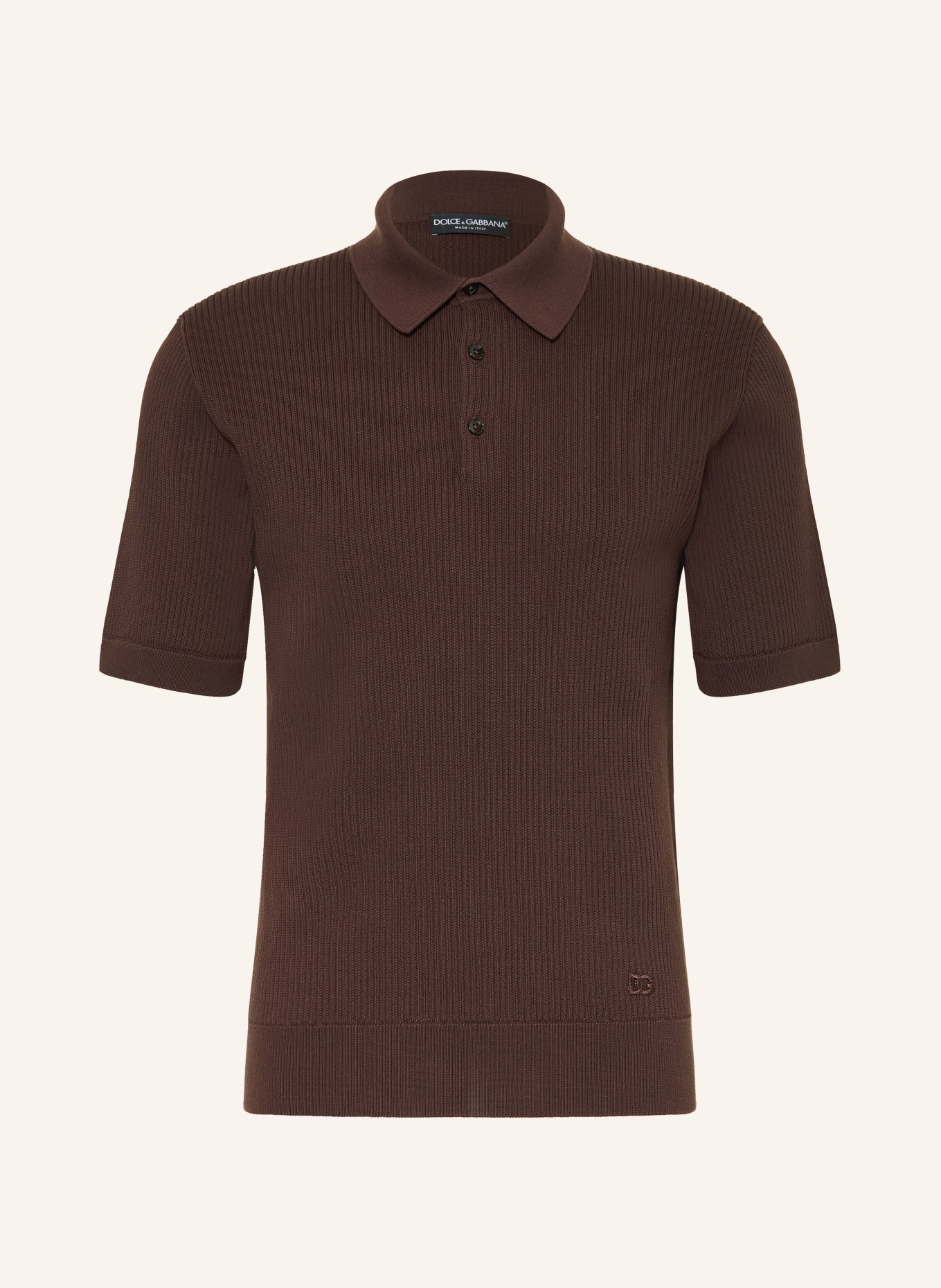 DOLCE & GABBANA Sweter polo: CIEMNOBRĄZOWY