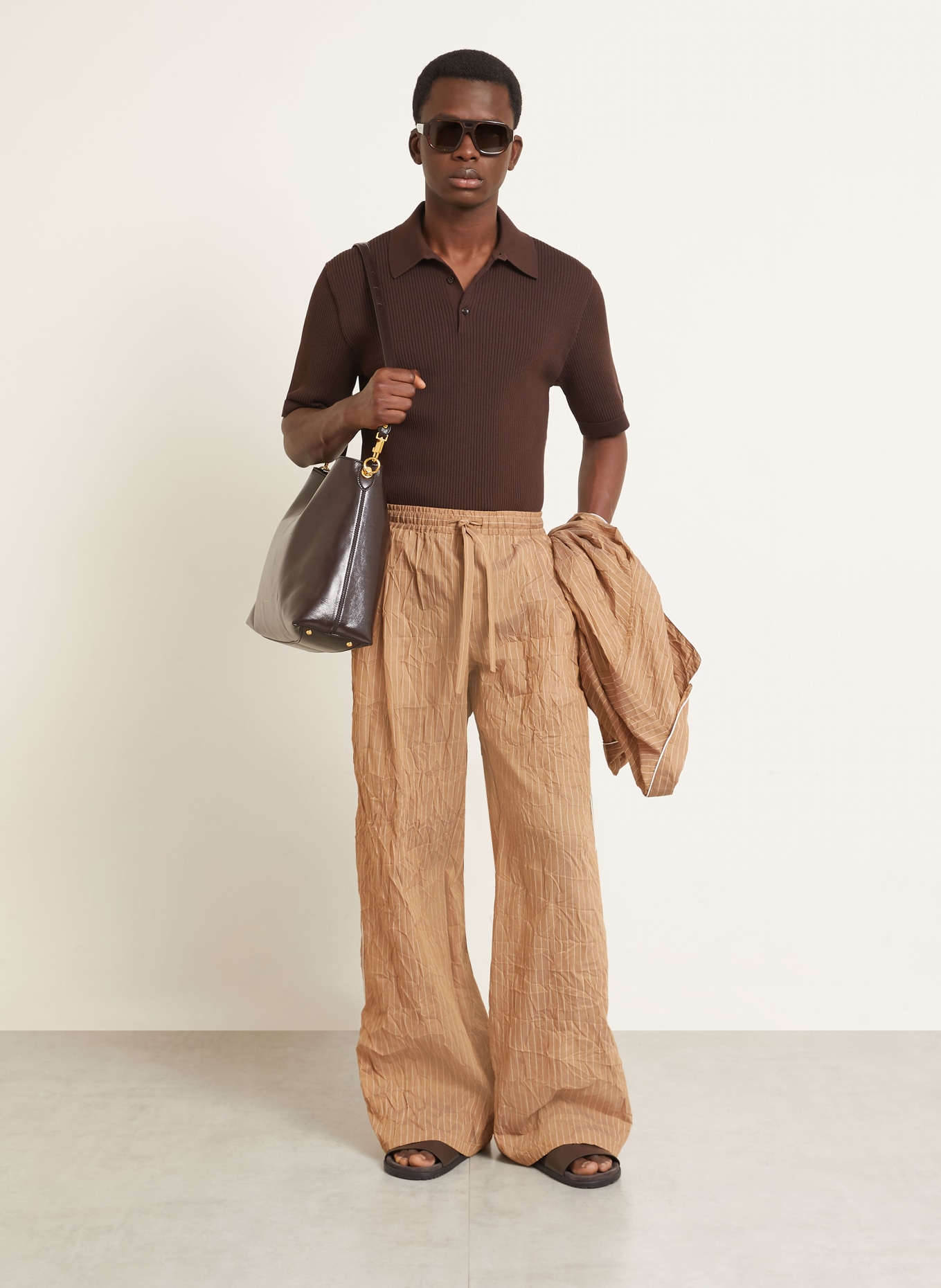 DOLCE & GABBANA Sweter polo: CIEMNOBRĄZOWY