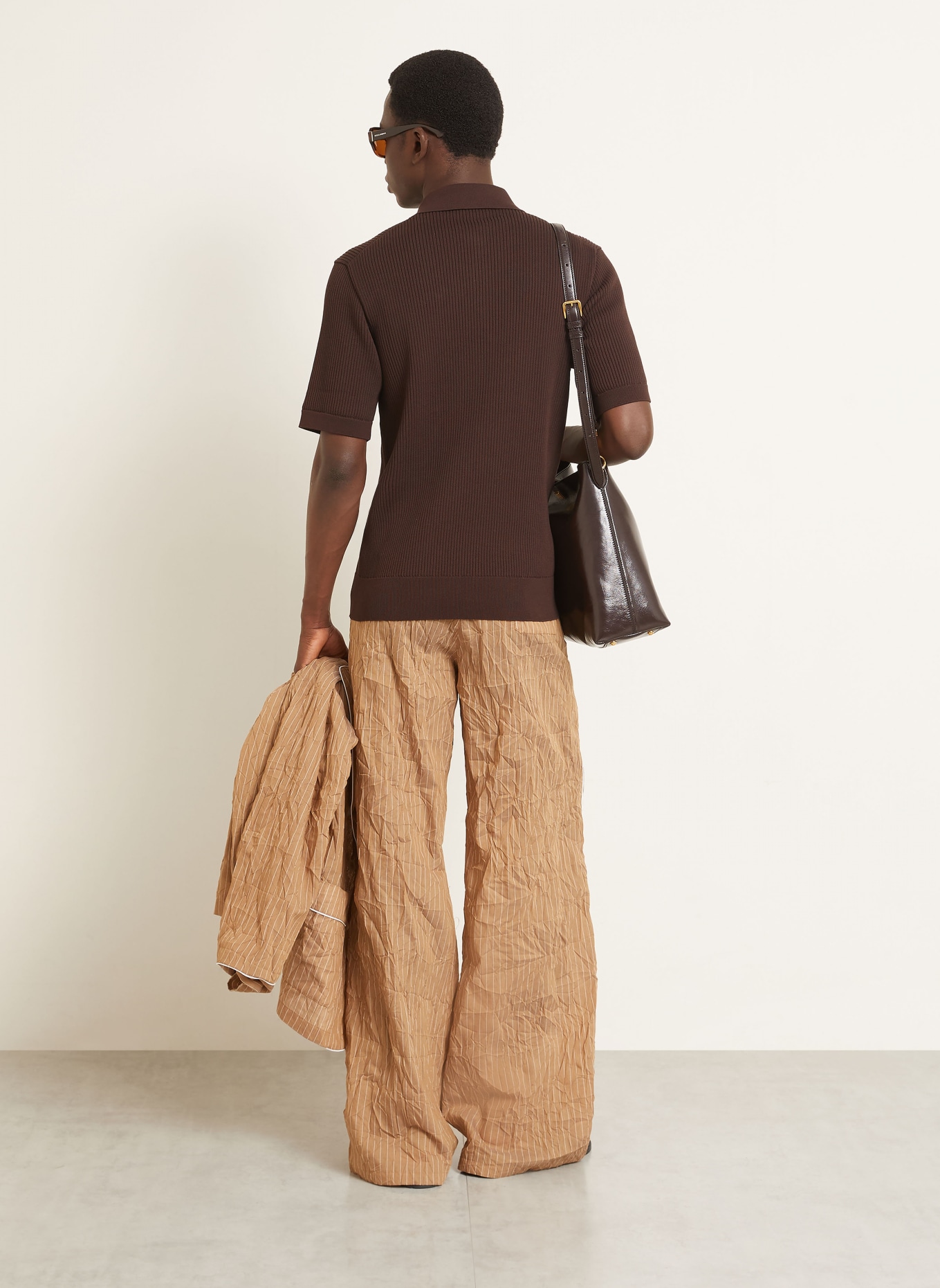 DOLCE & GABBANA Sweter polo: CIEMNOBRĄZOWY