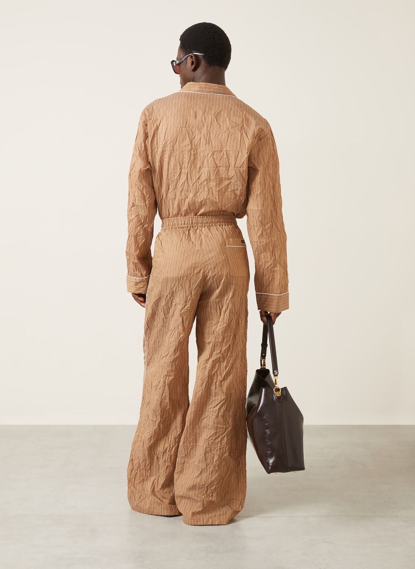 DOLCE & GABBANA Spodnie o regularnym kroju: BRĄZOWY / KREMOWY