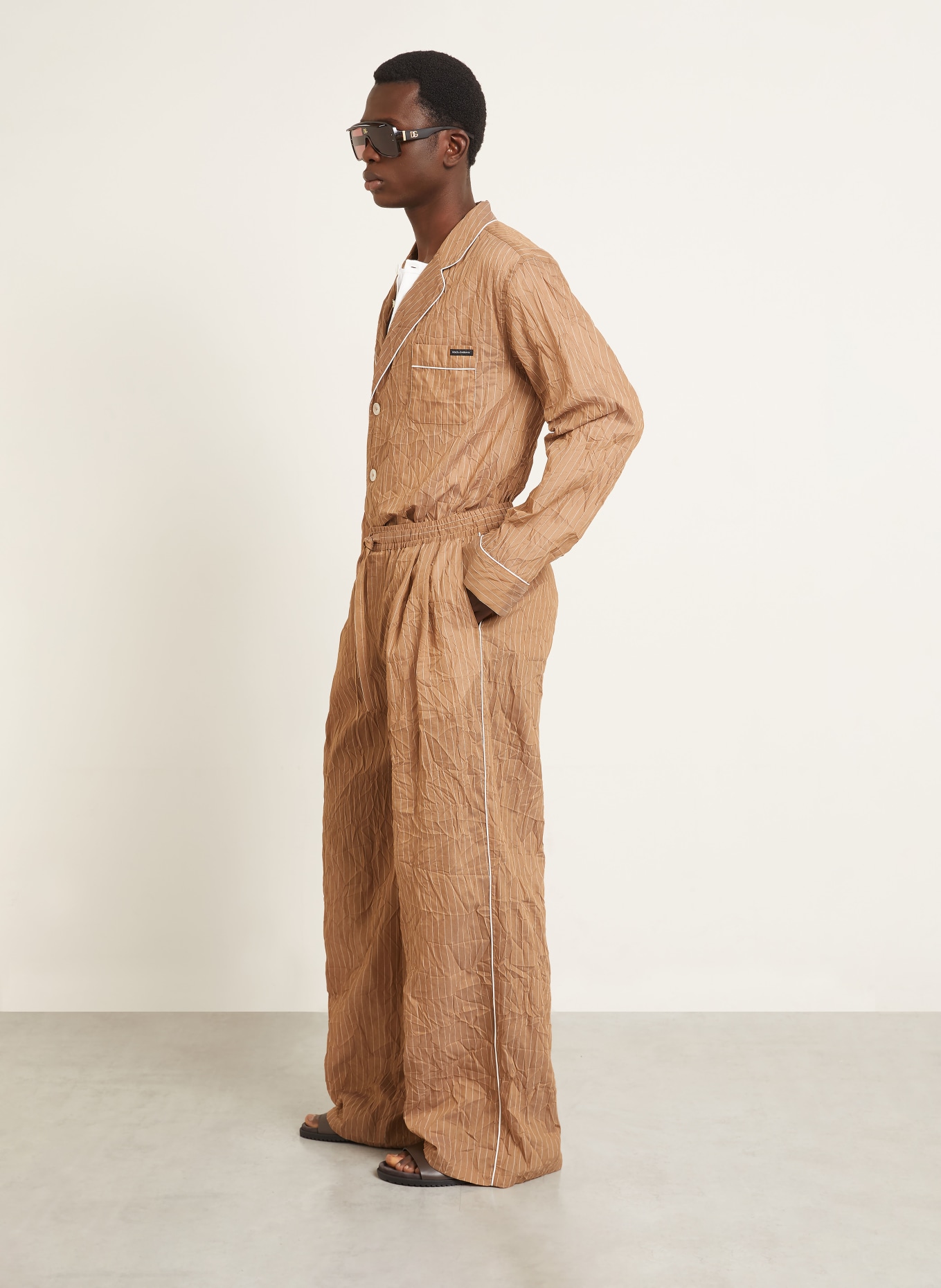 DOLCE & GABBANA Spodnie o regularnym kroju: BRĄZOWY / KREMOWY