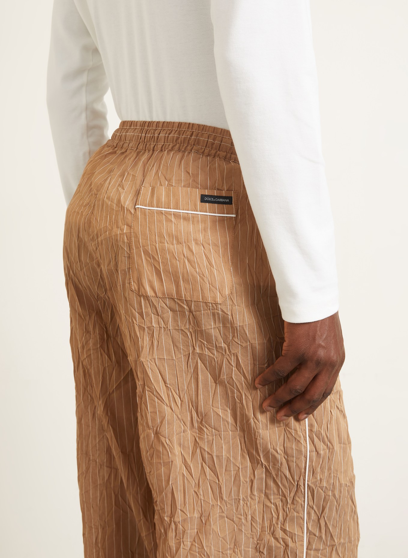 DOLCE & GABBANA Spodnie o regularnym kroju: BRĄZOWY / KREMOWY