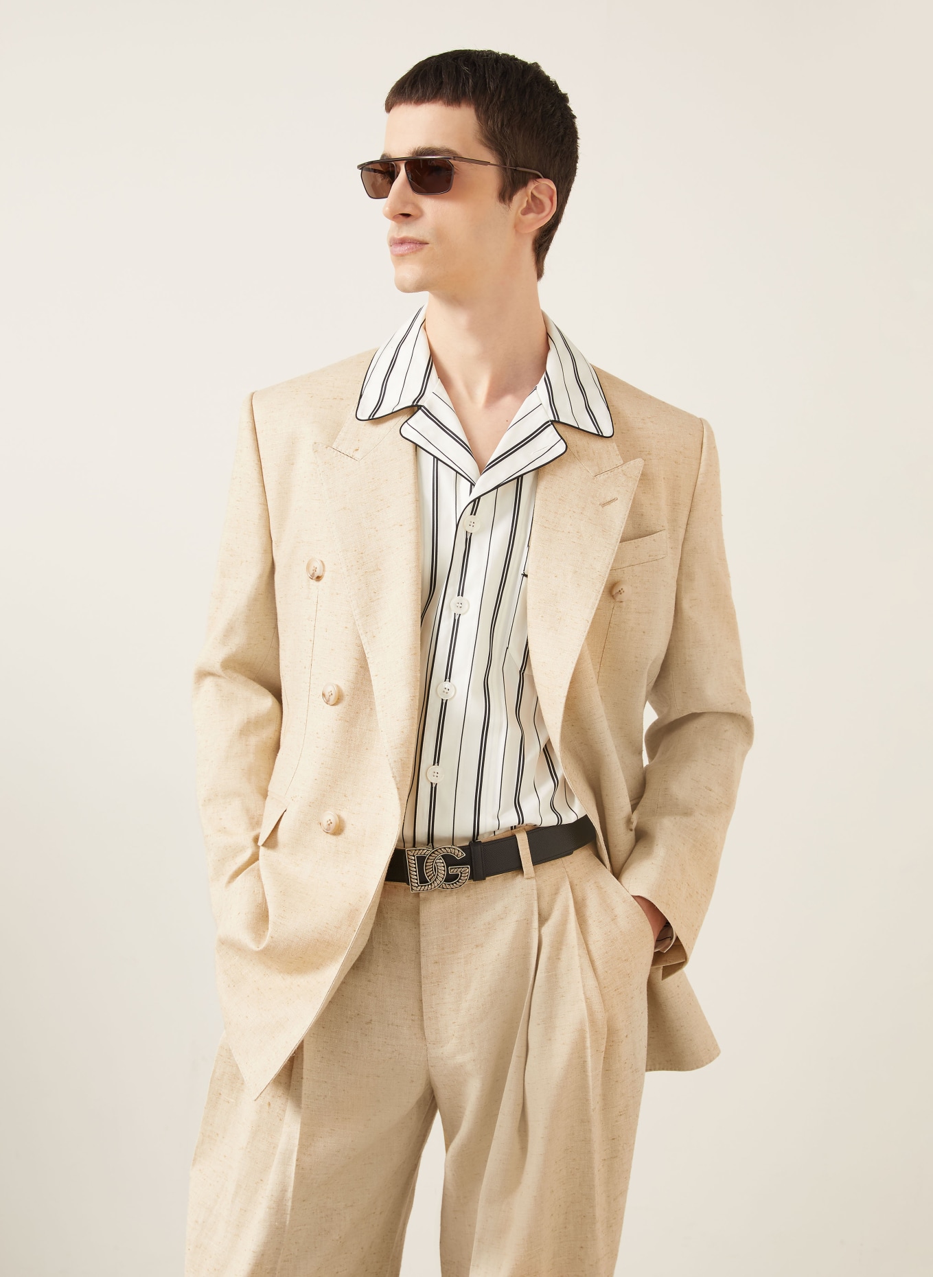 DOLCE & GABBANA Anzugsakko Slim Fit: S8230 MELANGE BIANCHI-BEIG