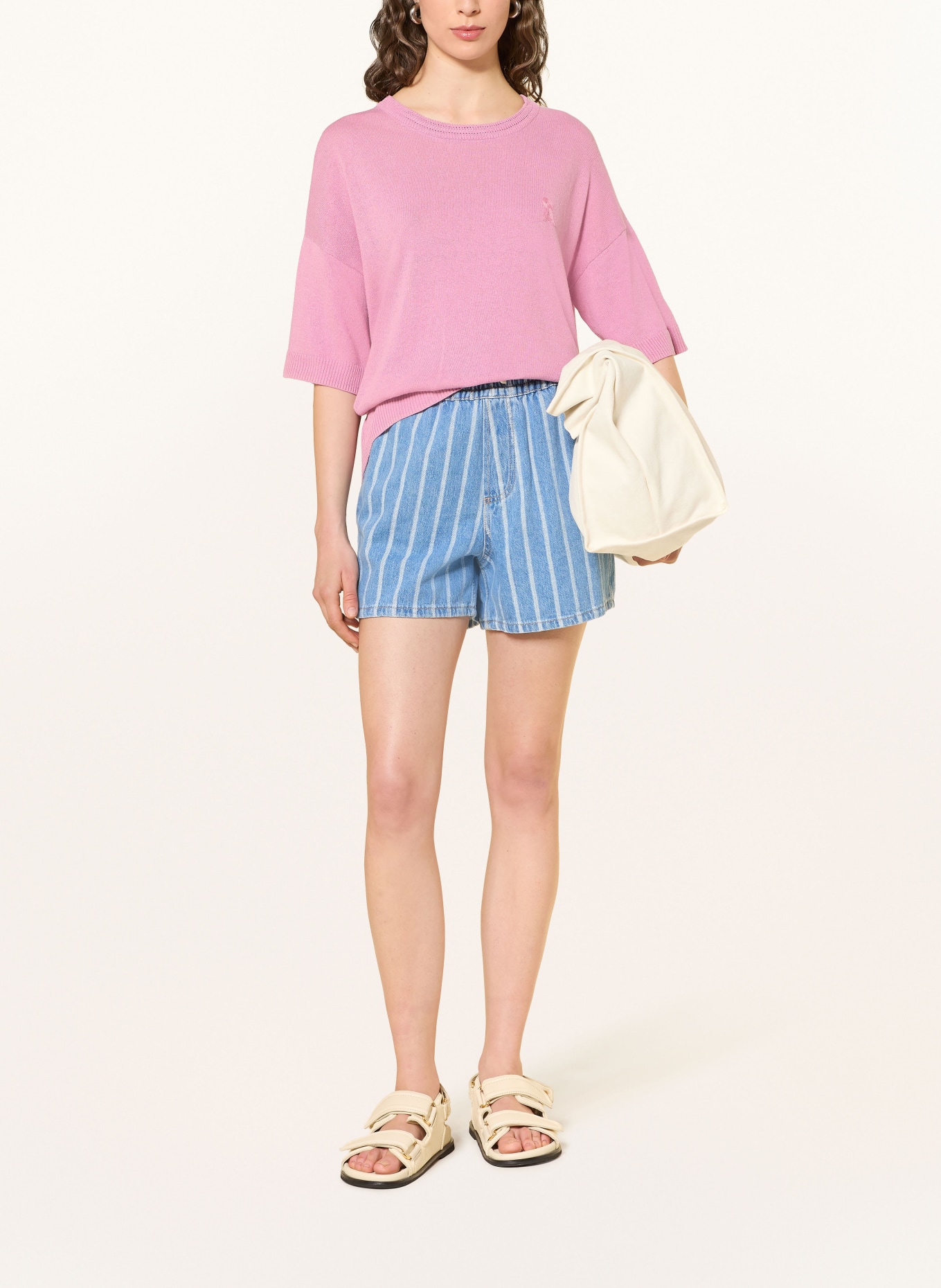 ARMEDANGELS Svetr s lněným vzorem a 3/4 rukávy: STARORŮŽOVÁ