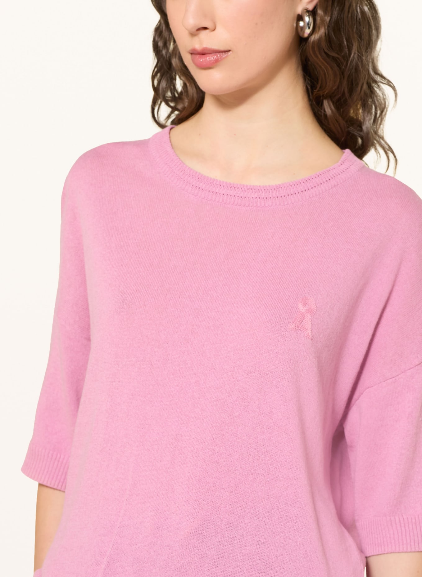 ARMEDANGELS Svetr s lněným vzorem a 3/4 rukávy: STARORŮŽOVÁ