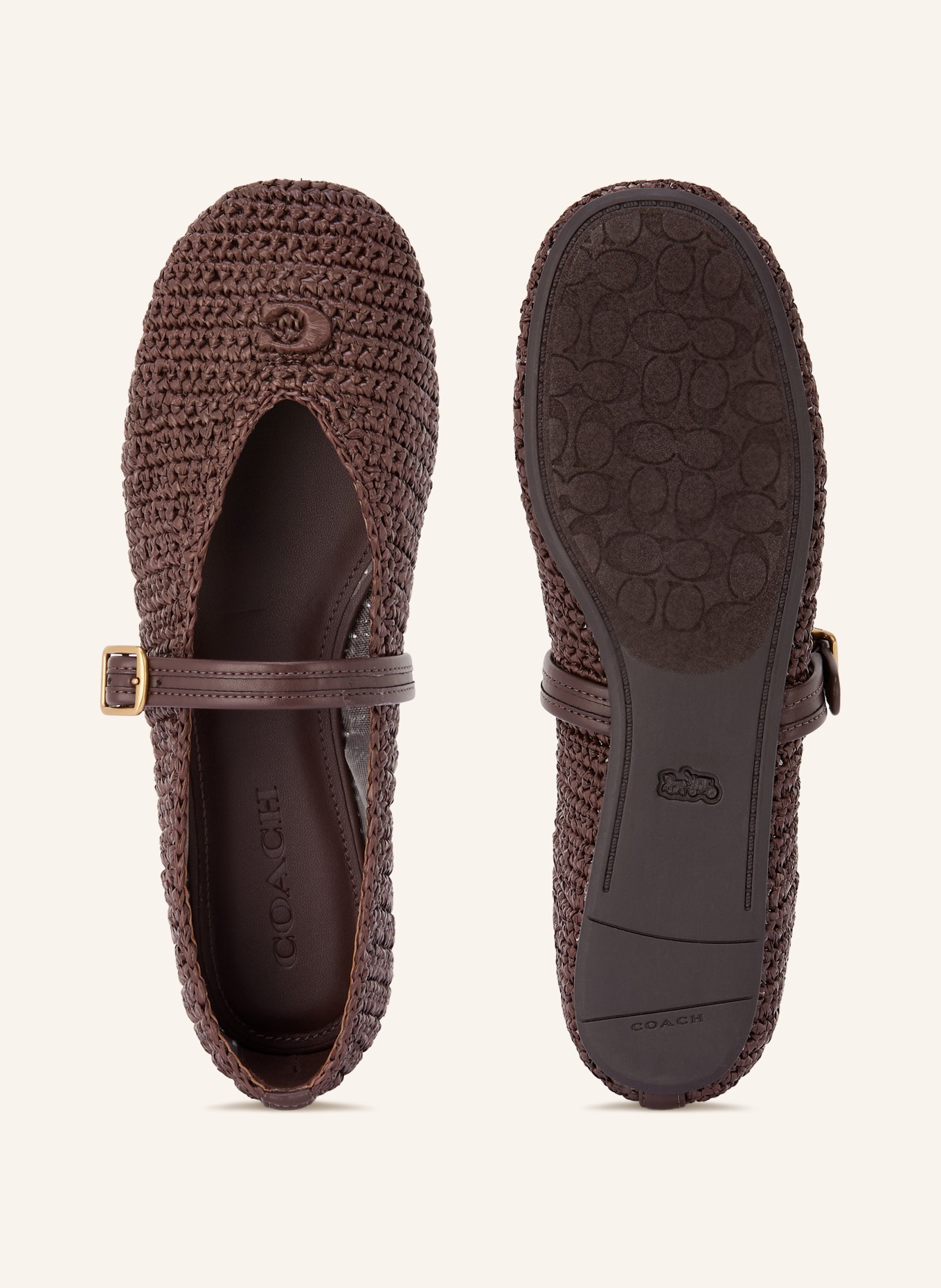 COACH Baleríny Mary Jane: TMAVĚ HNĚDÁ