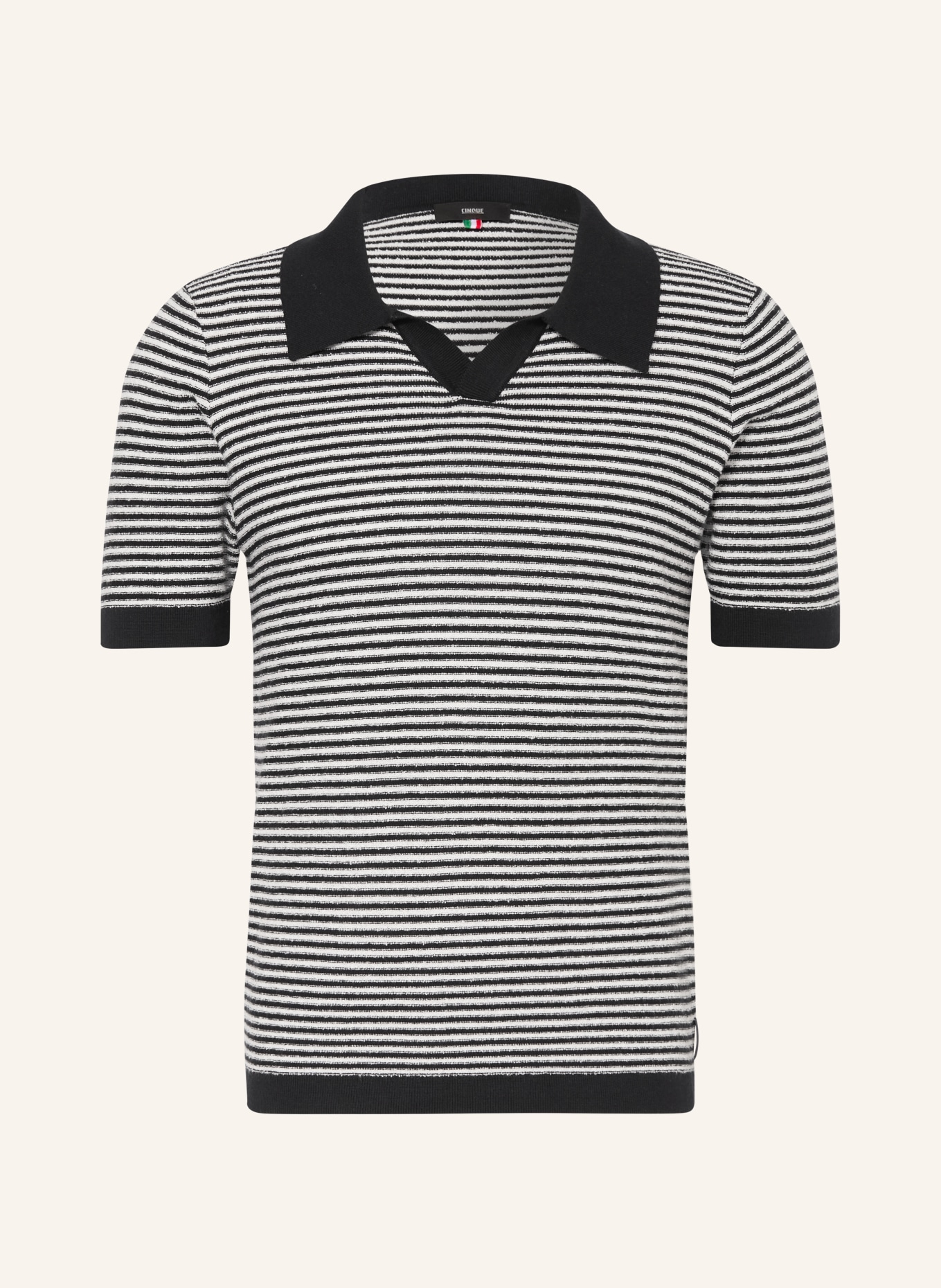 CINQUE CIRIANO Knit Polo Shirt: DARK BLUE / WHITE