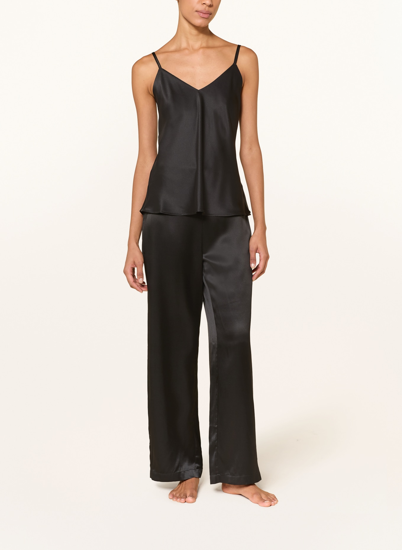 SIMONE PÉRÈLE Schlafhose LOVE ME aus Seide: SCHWARZ